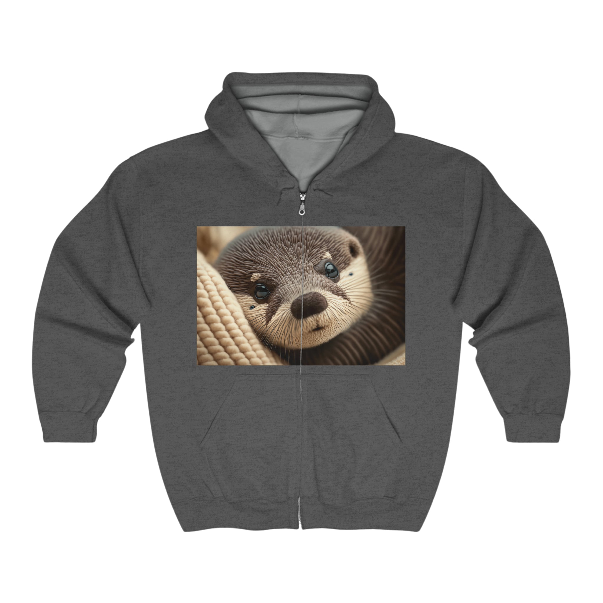 Unisex Heavy Blend™ Full Zip Hooded Sweatshirt - Baby Animals - Otter