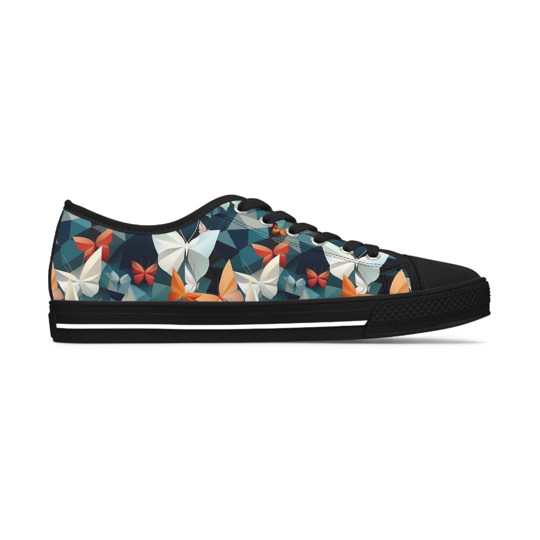 Women's Low Top Sneakers (AOP) - Seamless Butterfly Designs 09