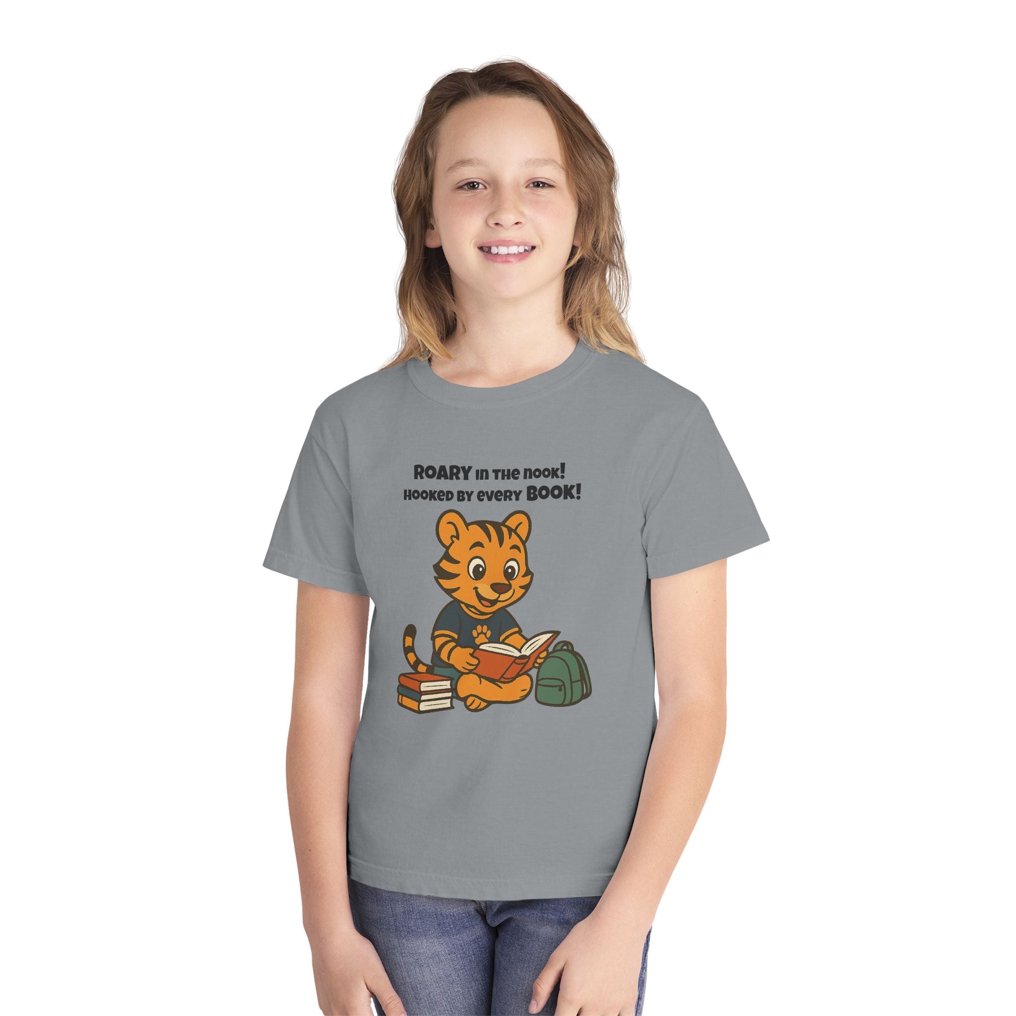 Youth Midweight Cotton Tee - Roary's Adventures in the Library
