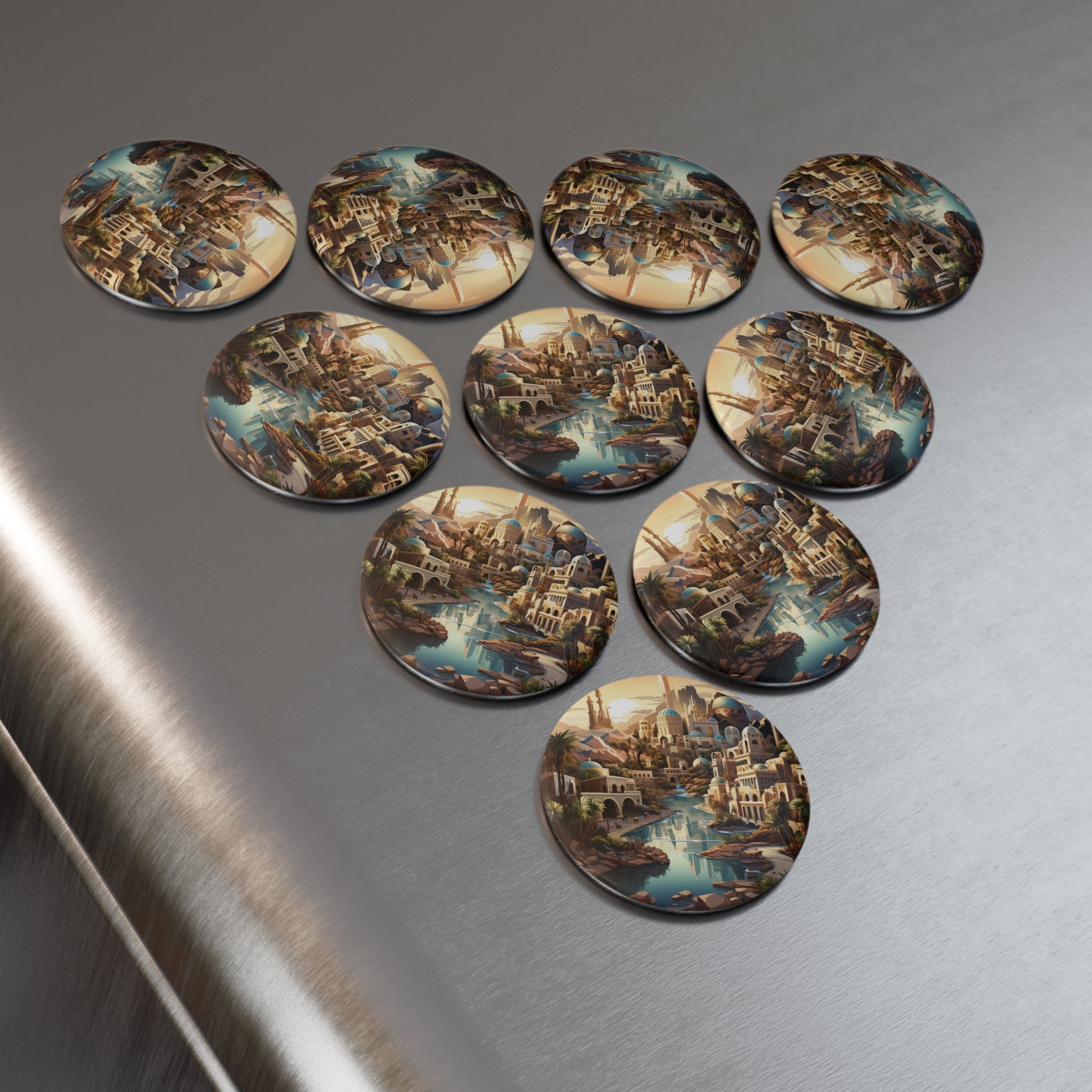 Button Magnet, Round (1 & 10 pcs) - Isometric City Designs 09