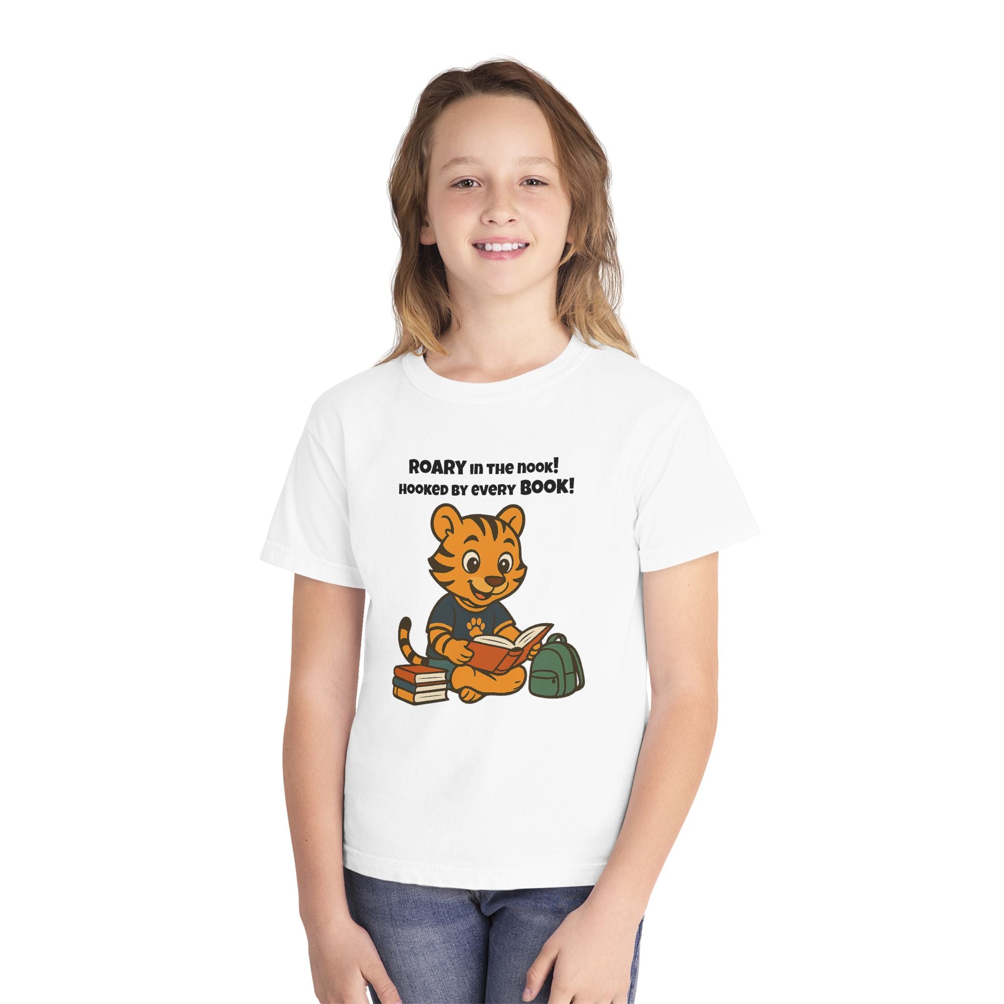 Youth Midweight Cotton Tee - Roary's Adventures in the Library