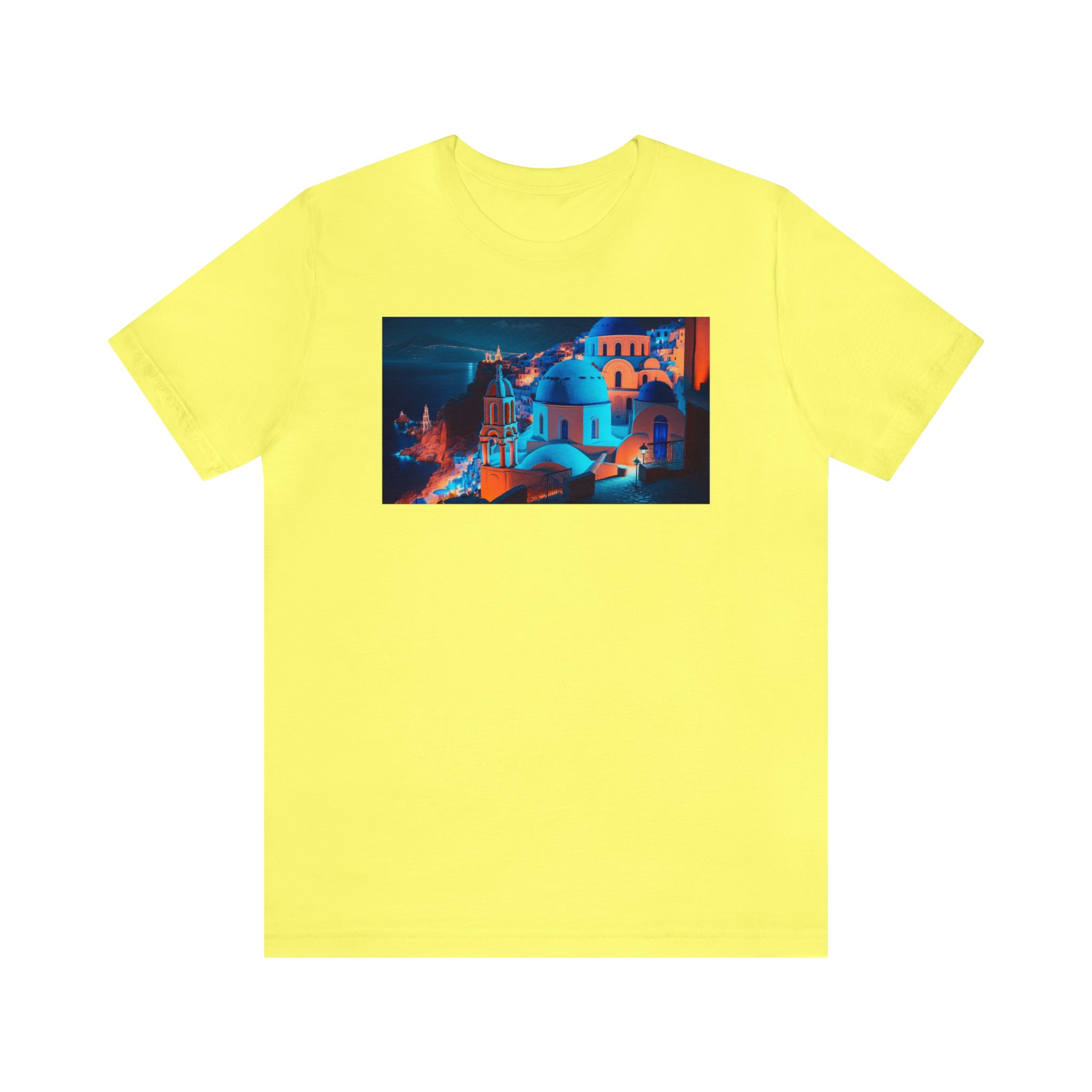 Unisex Jersey Short Sleeve Tee - Oia Blue Domes, Greece
