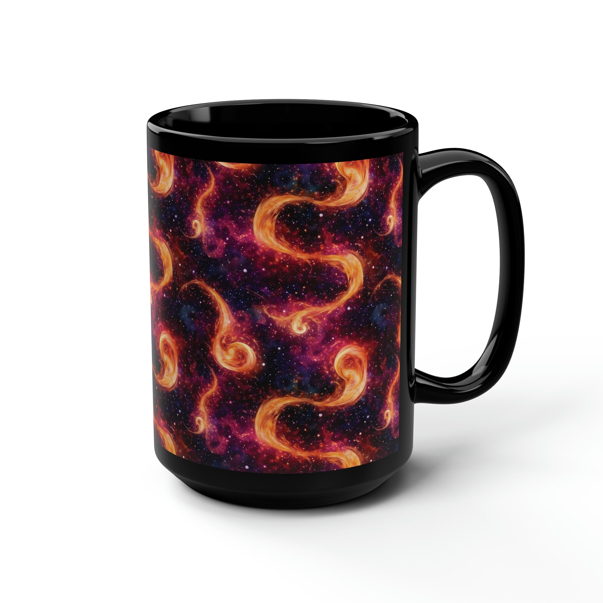 Black Mug, 15oz (AOP) - Fantasy Galaxies 03