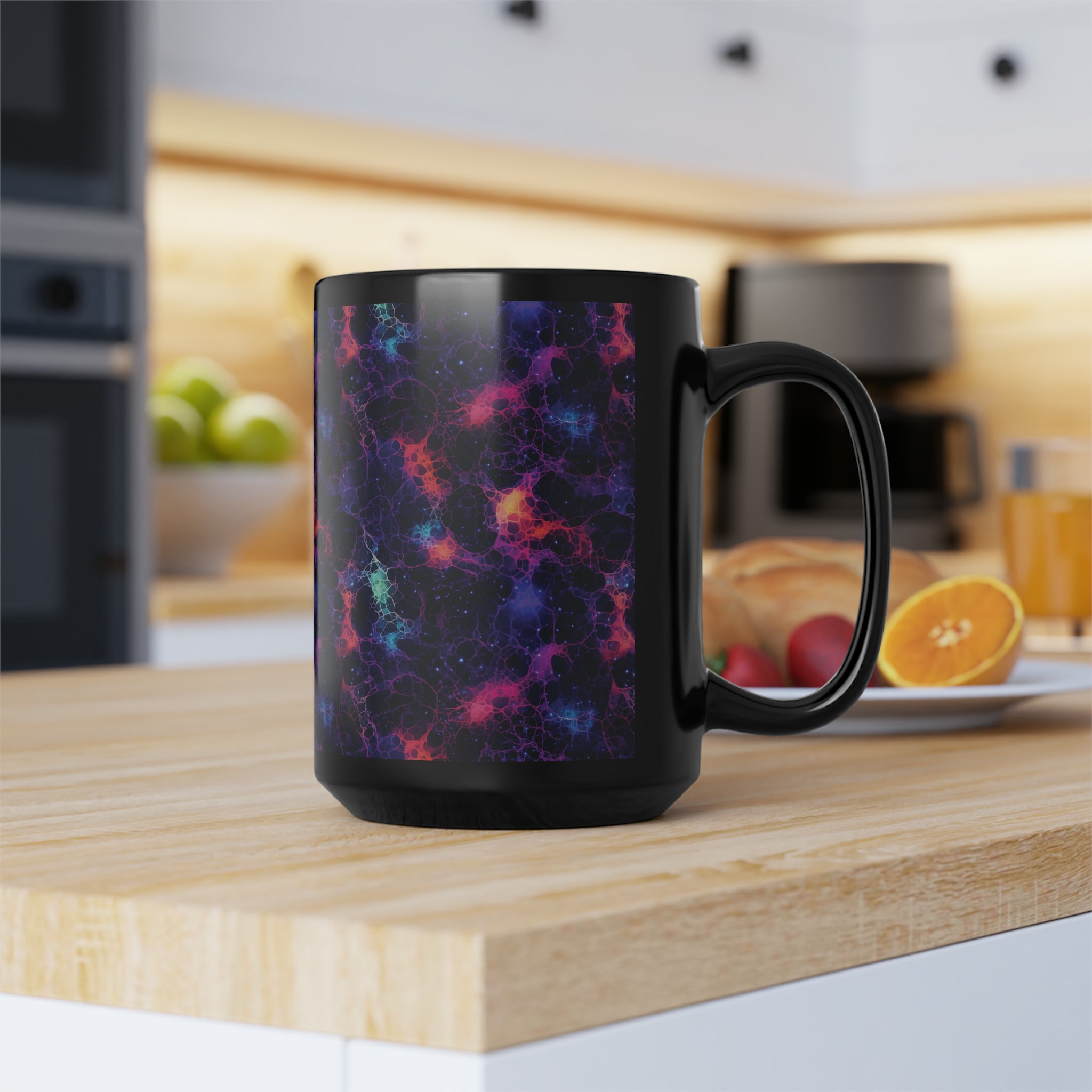 Black Mug, 15oz (AOP) - Fantasy Galaxies 08