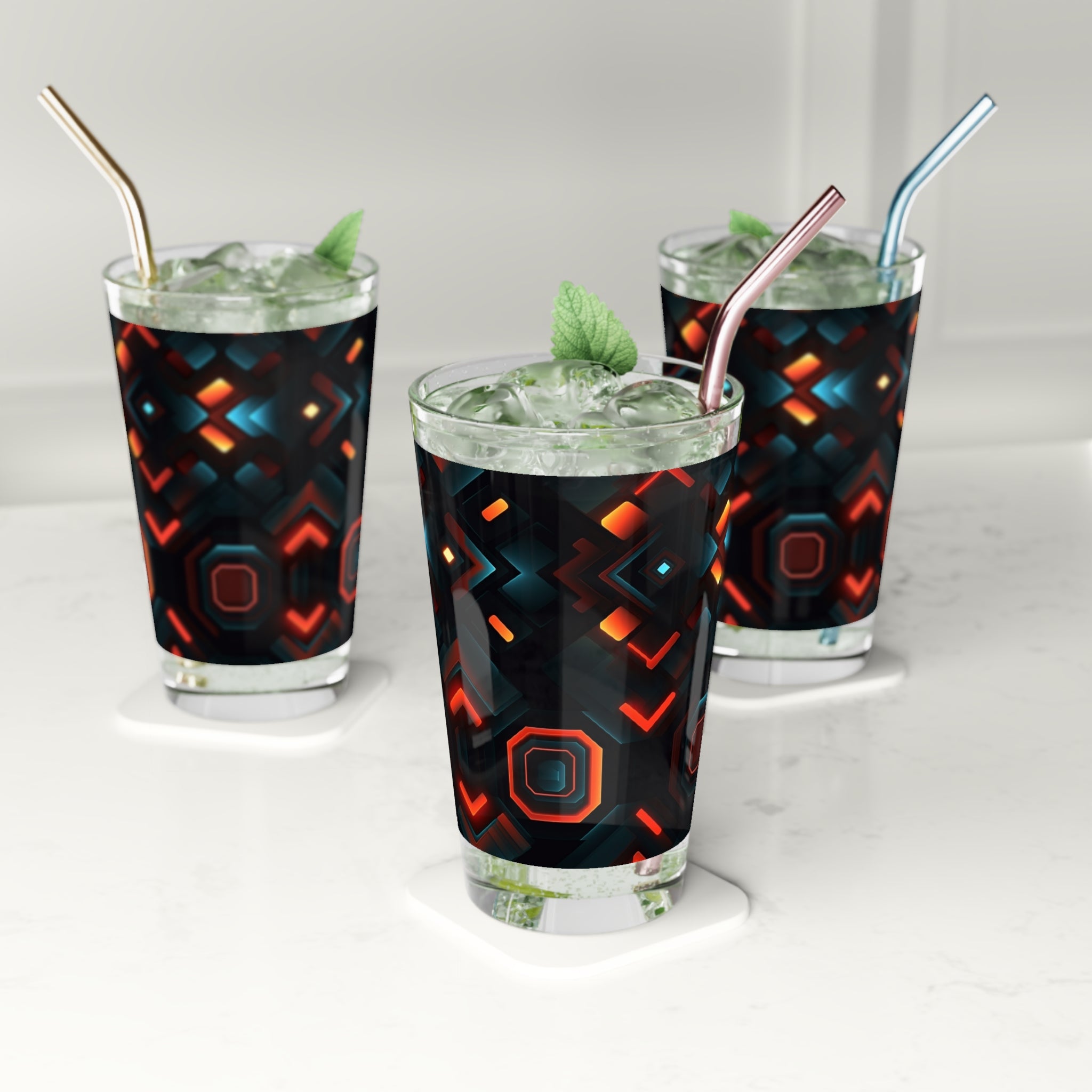 Pint Glass, 16oz - Abstract Designs 01