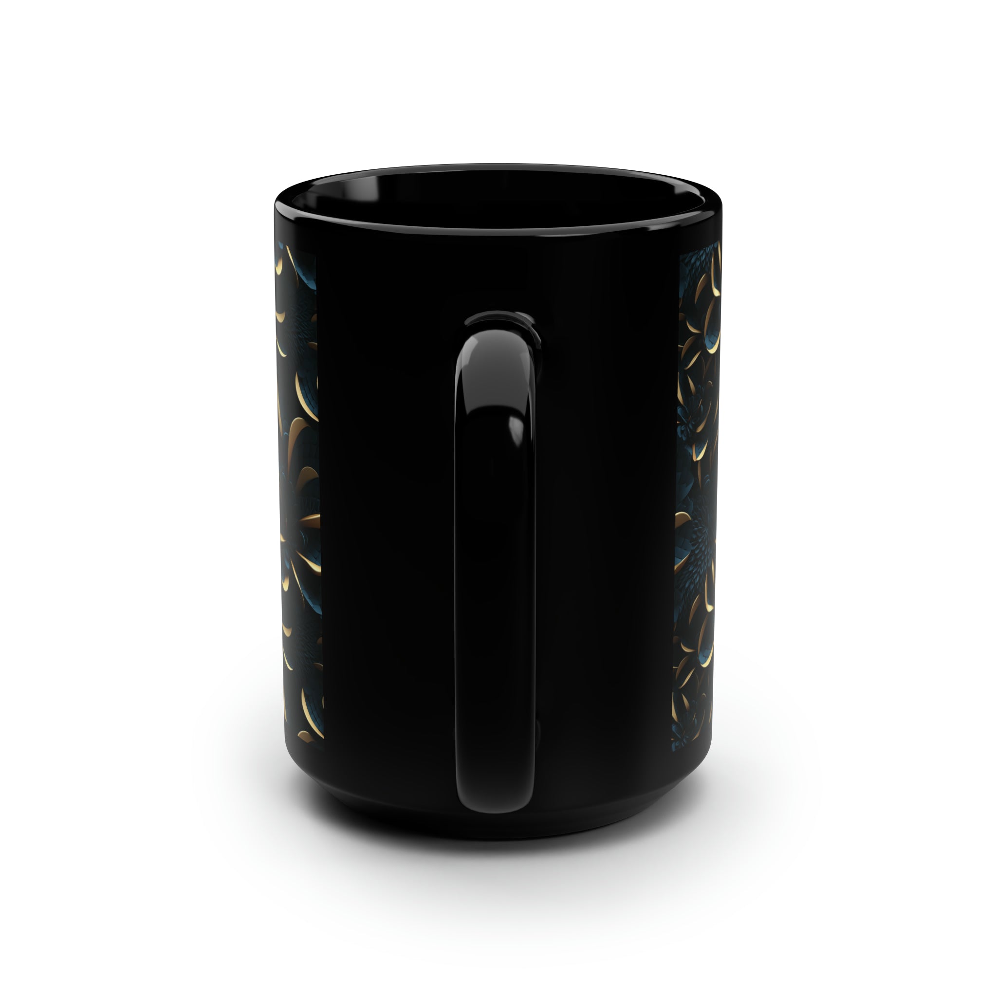 Black Mug, 15oz (AOP) - 3D Art Designs 01