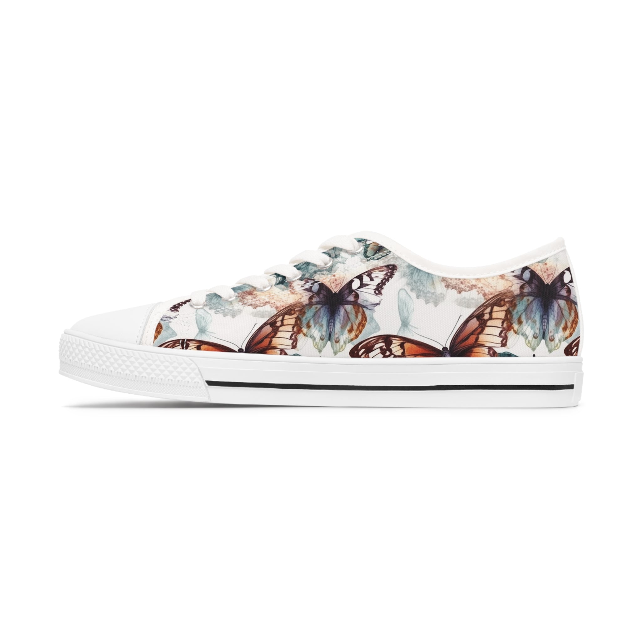 Women's Low Top Sneakers (AOP) - Seamless Butterfly Designs 07