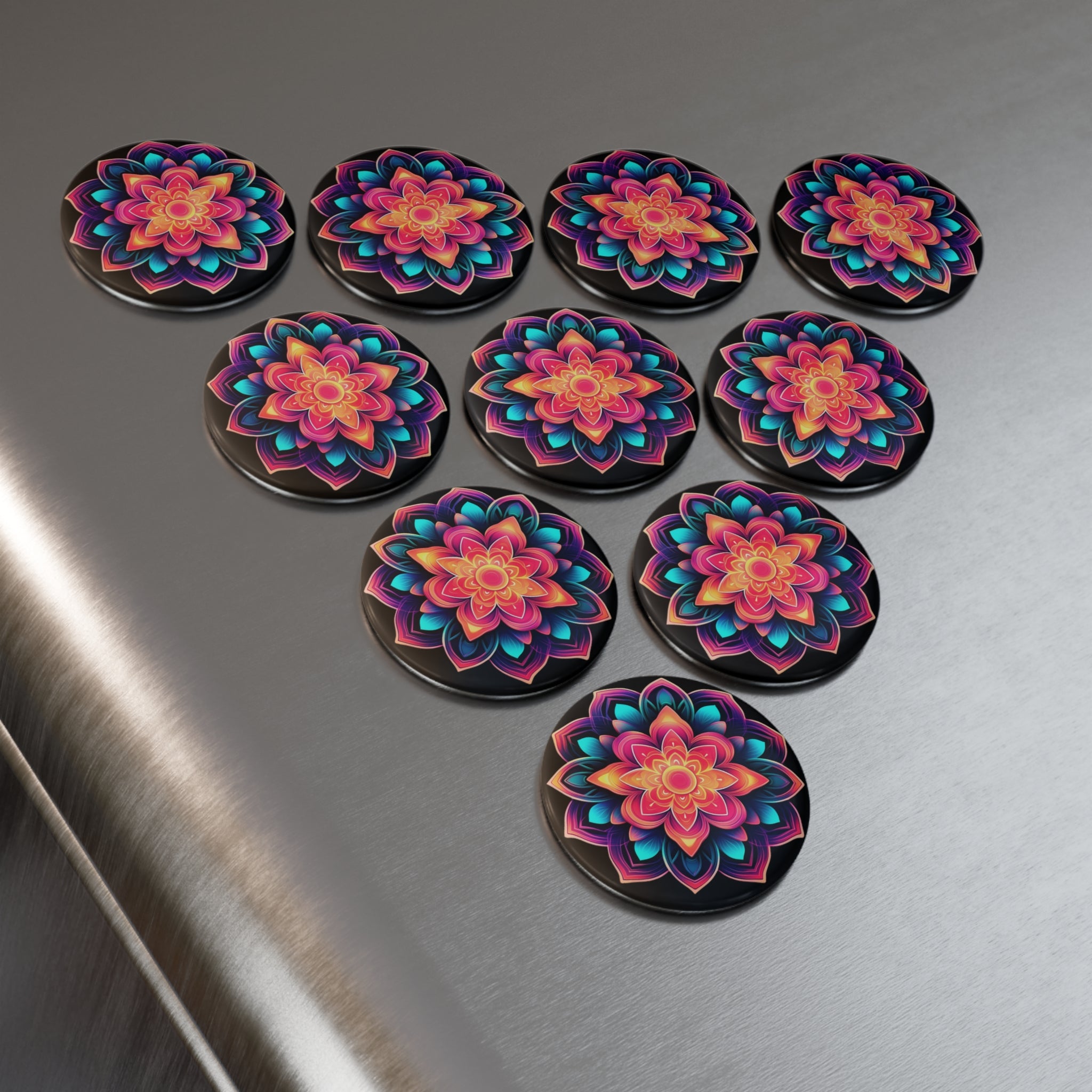 Button Magnet, Round (1 & 10 pcs) - Mandalas 23