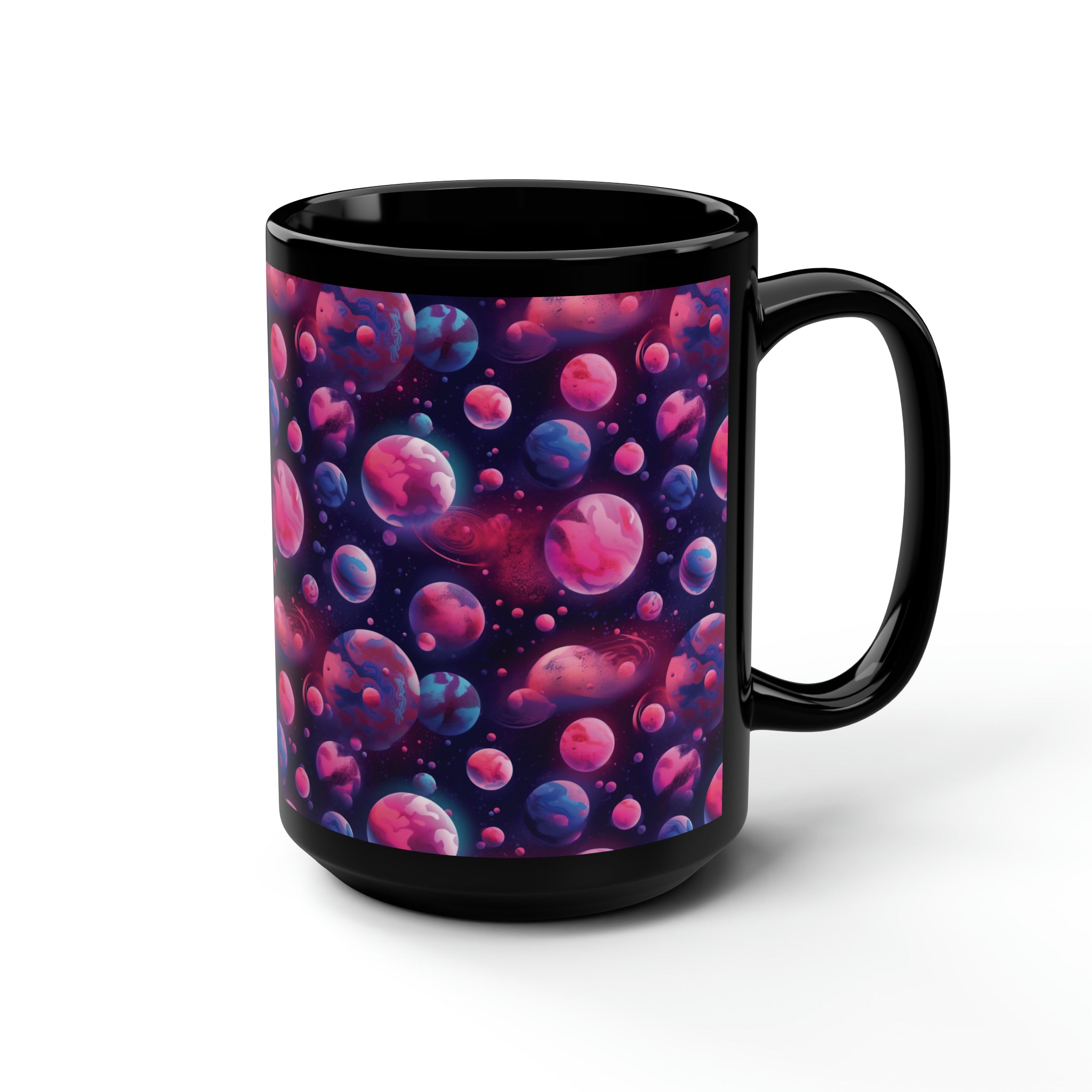 Black Mug, 15oz (AOP) - Fantasy Galaxies 09