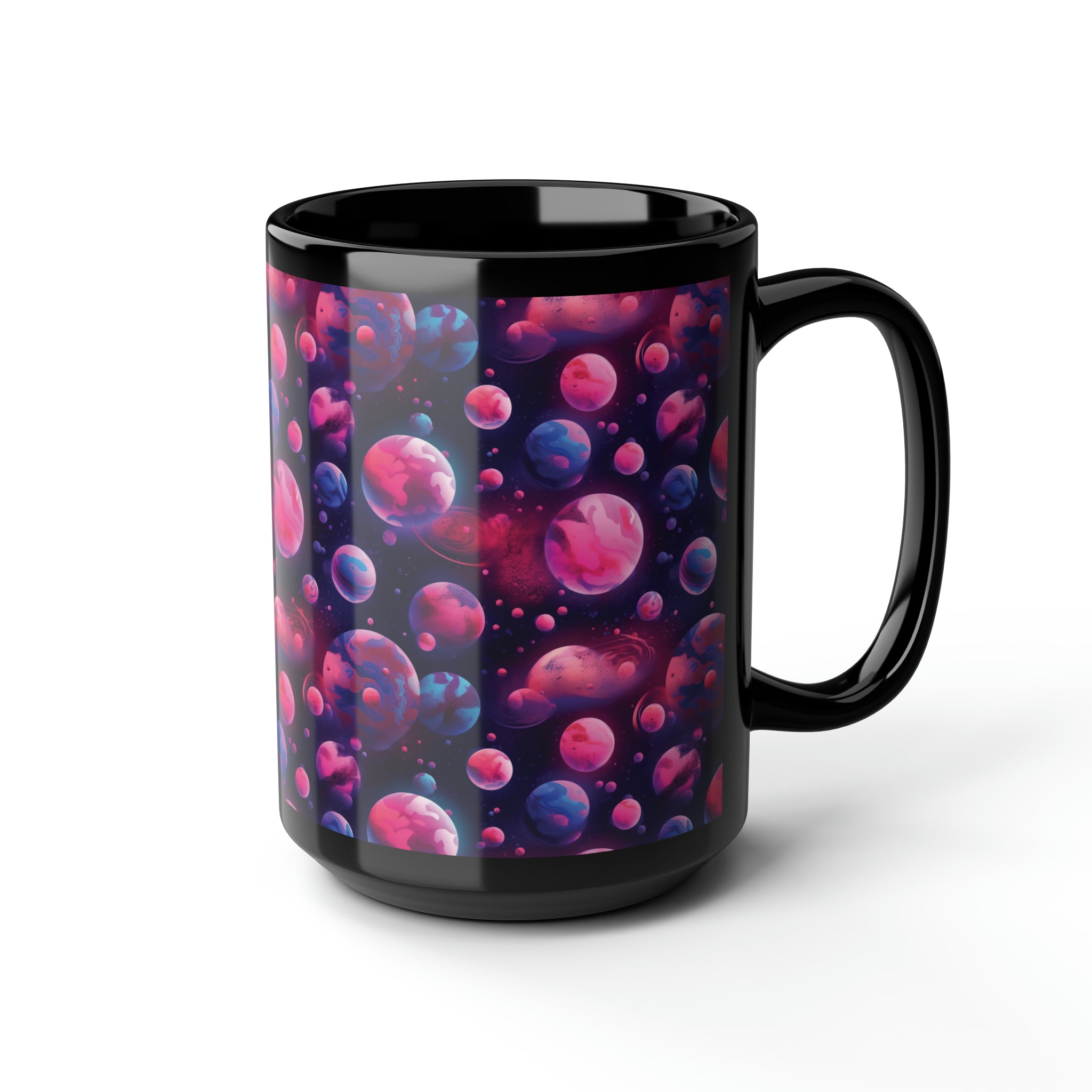 Black Mug, 15oz (AOP) - Fantasy Galaxies 09