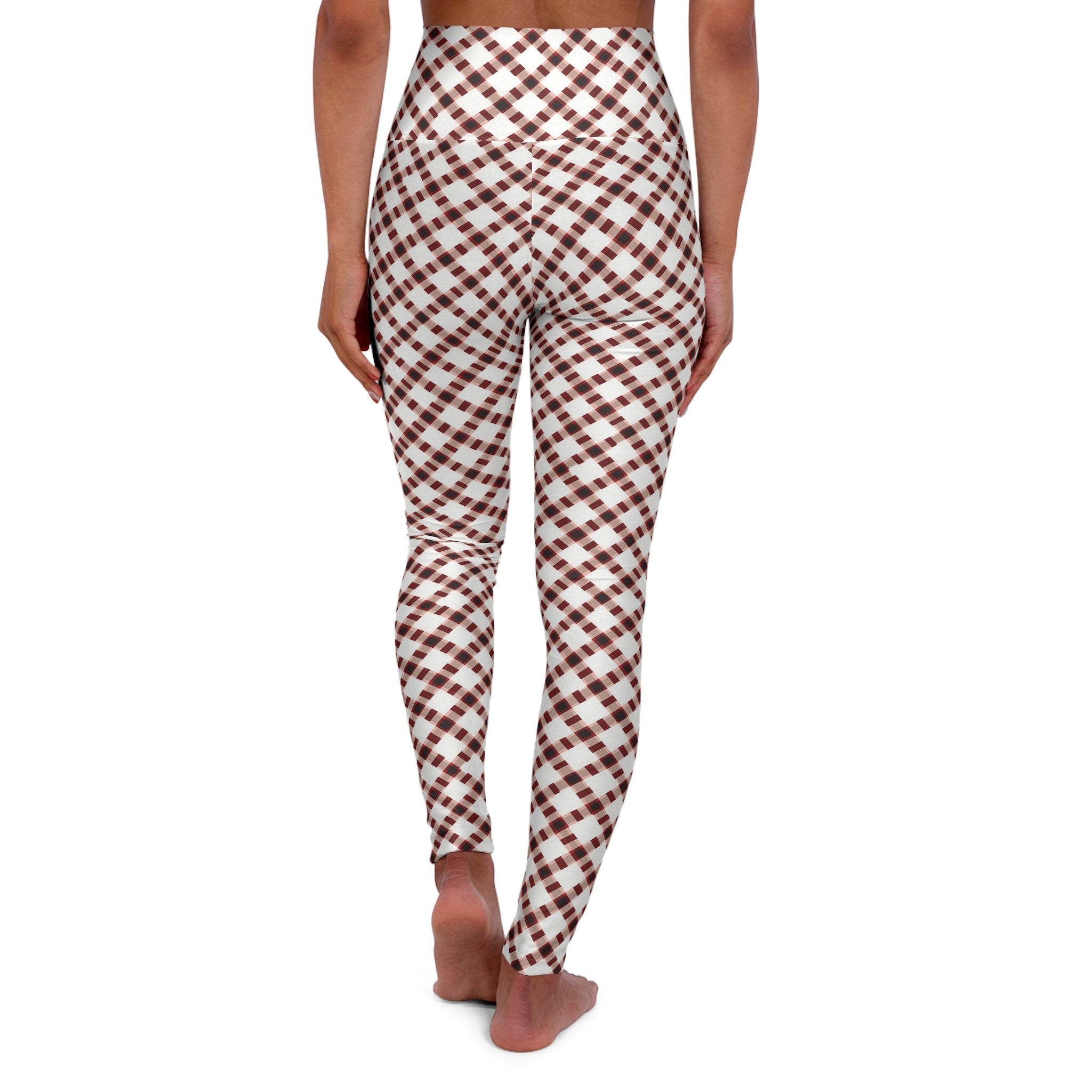 High Waisted Yoga Leggings (AOP) - Seamless Checkered Designs 06