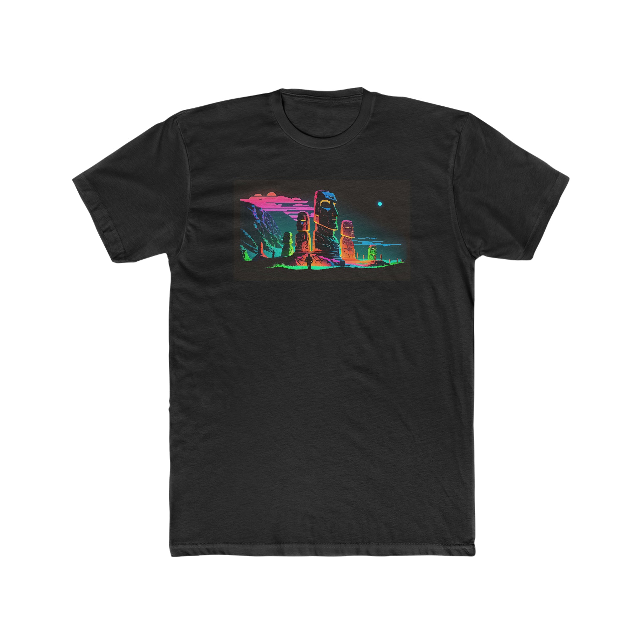 Men's Cotton Crew Tee - Fantasy Art - Easter Islands