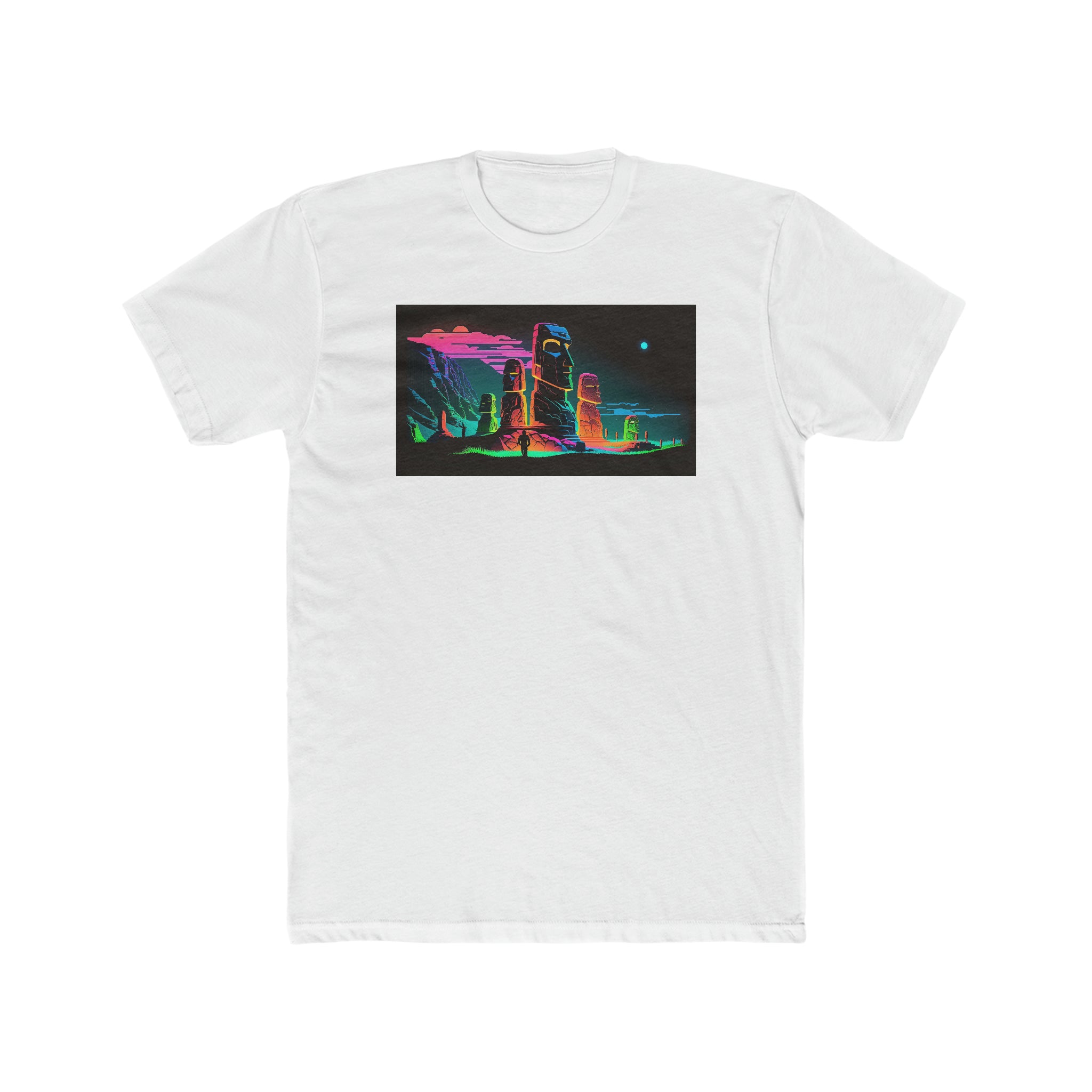 Men's Cotton Crew Tee - Fantasy Art - Easter Islands