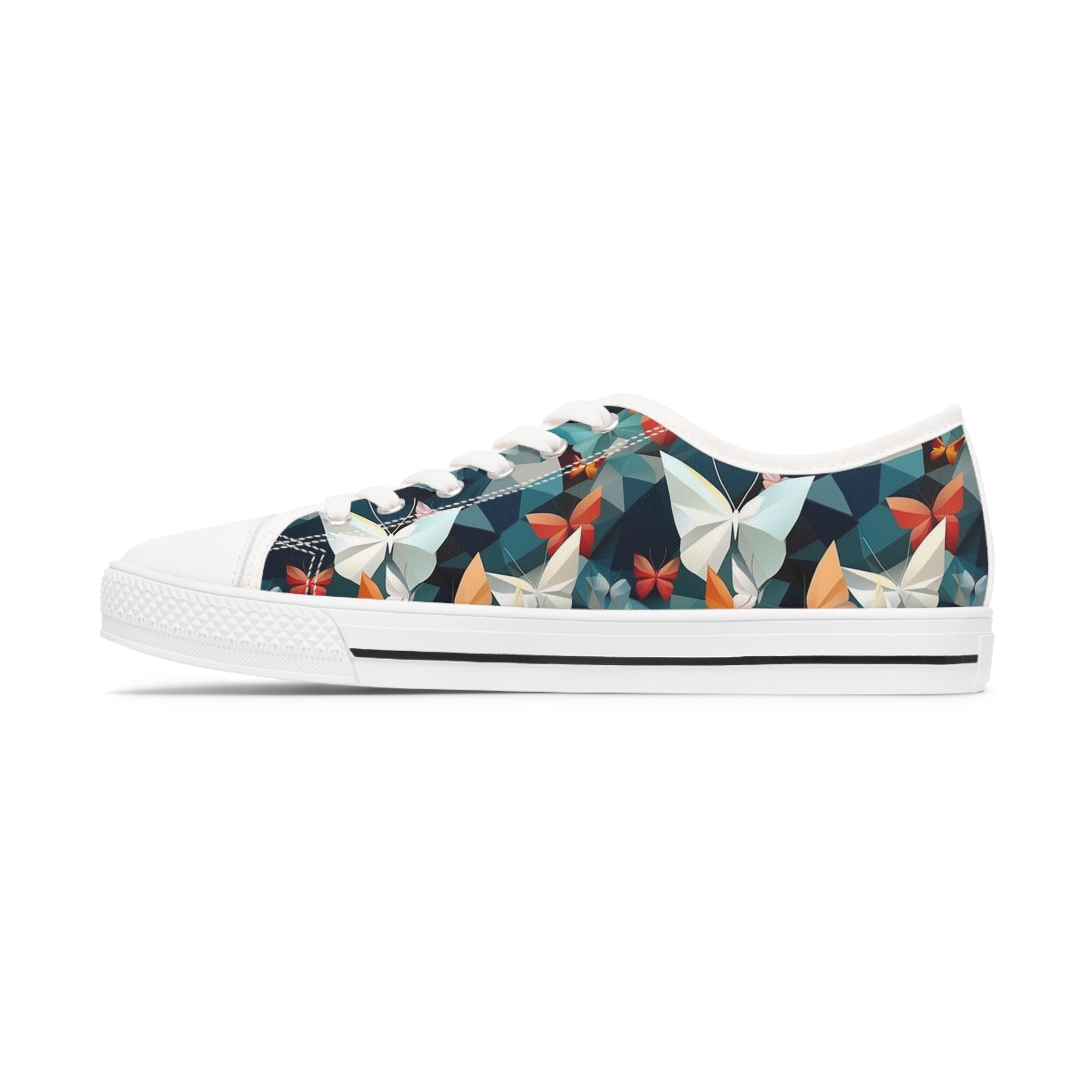Women's Low Top Sneakers (AOP) - Seamless Butterfly Designs 09