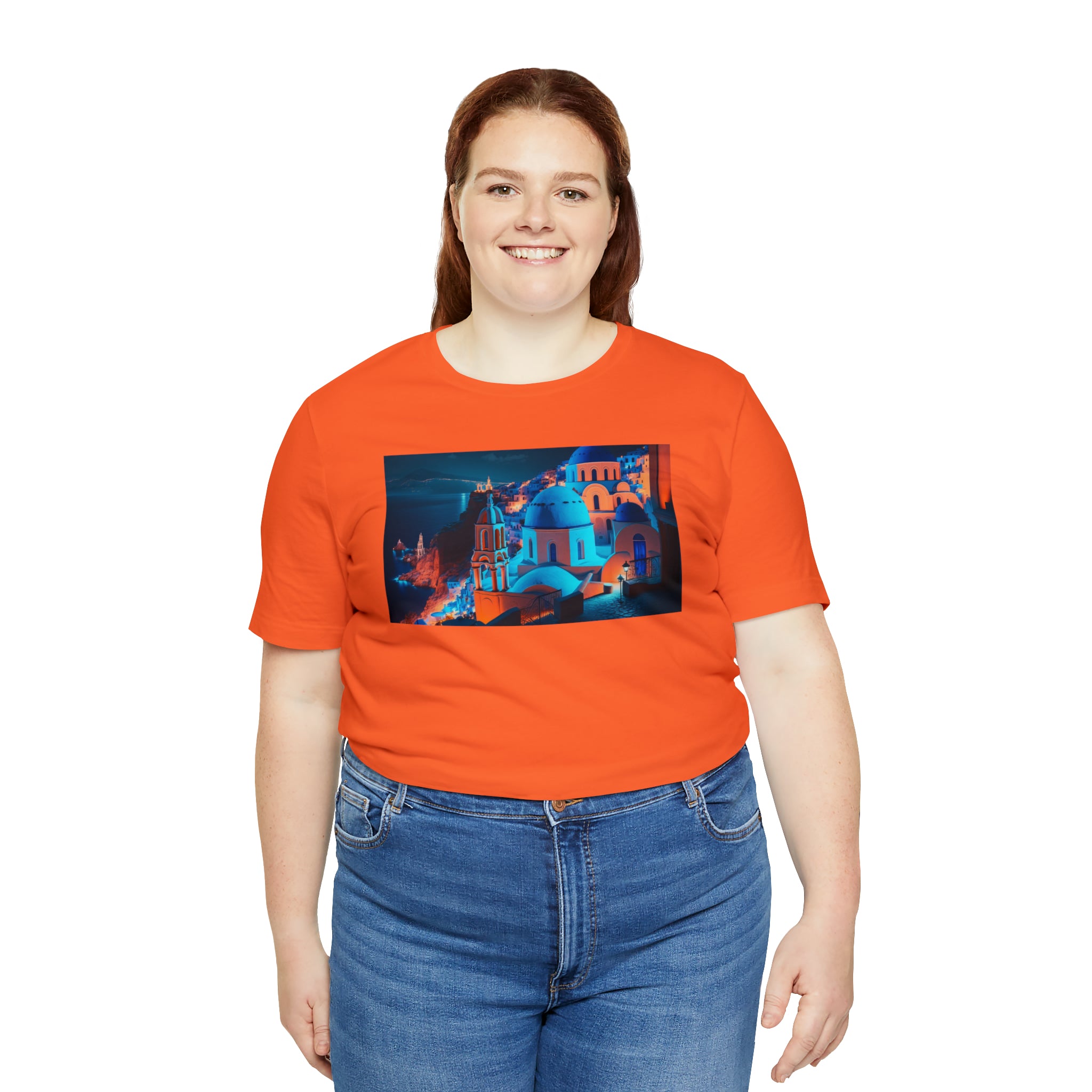 Unisex Jersey Short Sleeve Tee - Oia Blue Domes, Greece