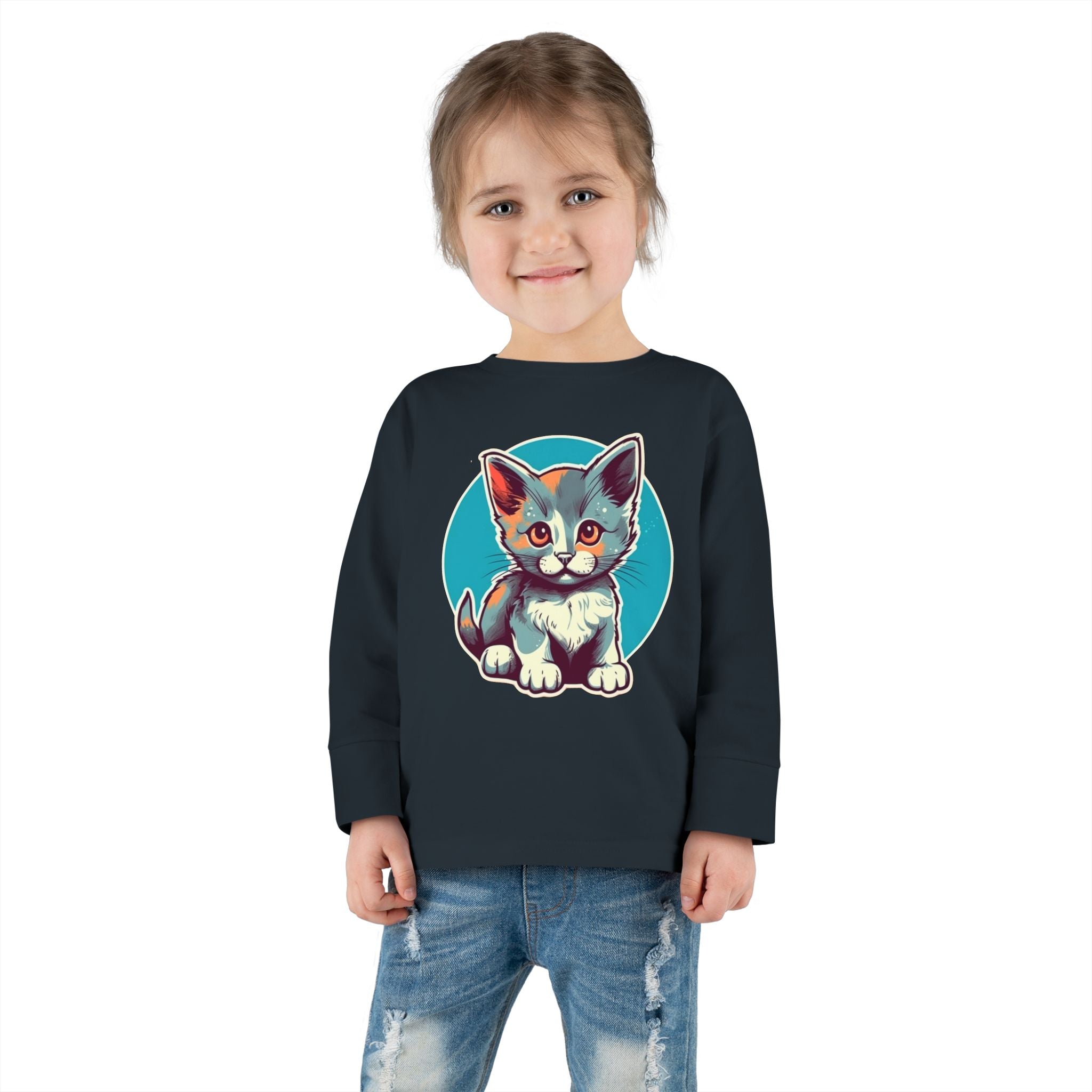 Toddler Long Sleeve Tee - Cat Kitten