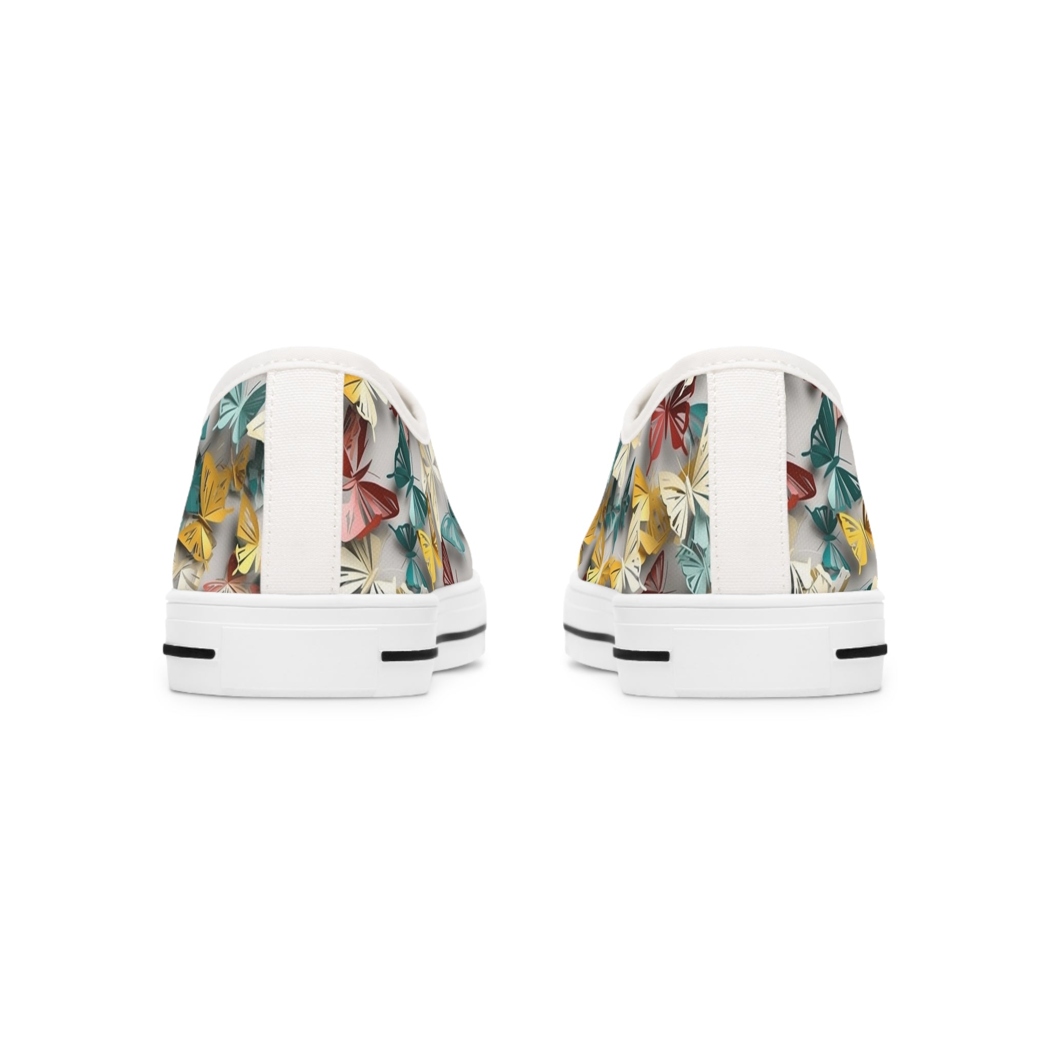 Women's Low Top Sneakers (AOP) - Seamless Butterfly Designs 02