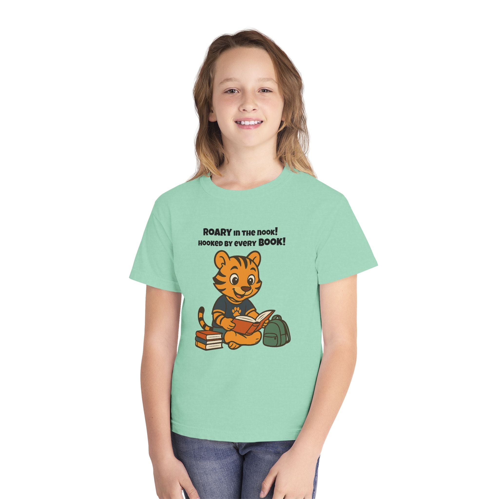 Youth Midweight Cotton Tee - Roary's Adventures in the Library