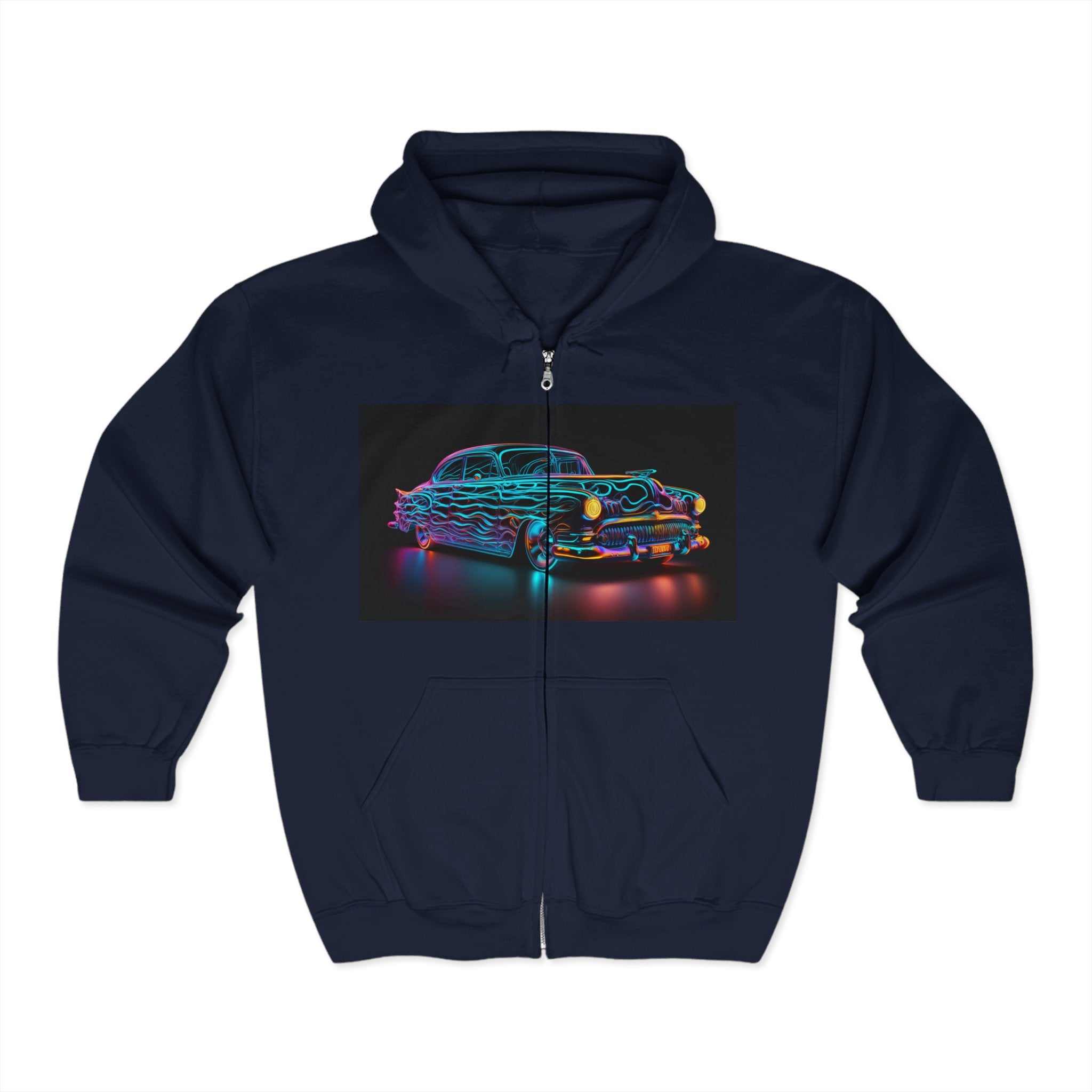 Unisex Heavy Blend™ Full Zip Hooded Sweatshirt - Neon Car 08