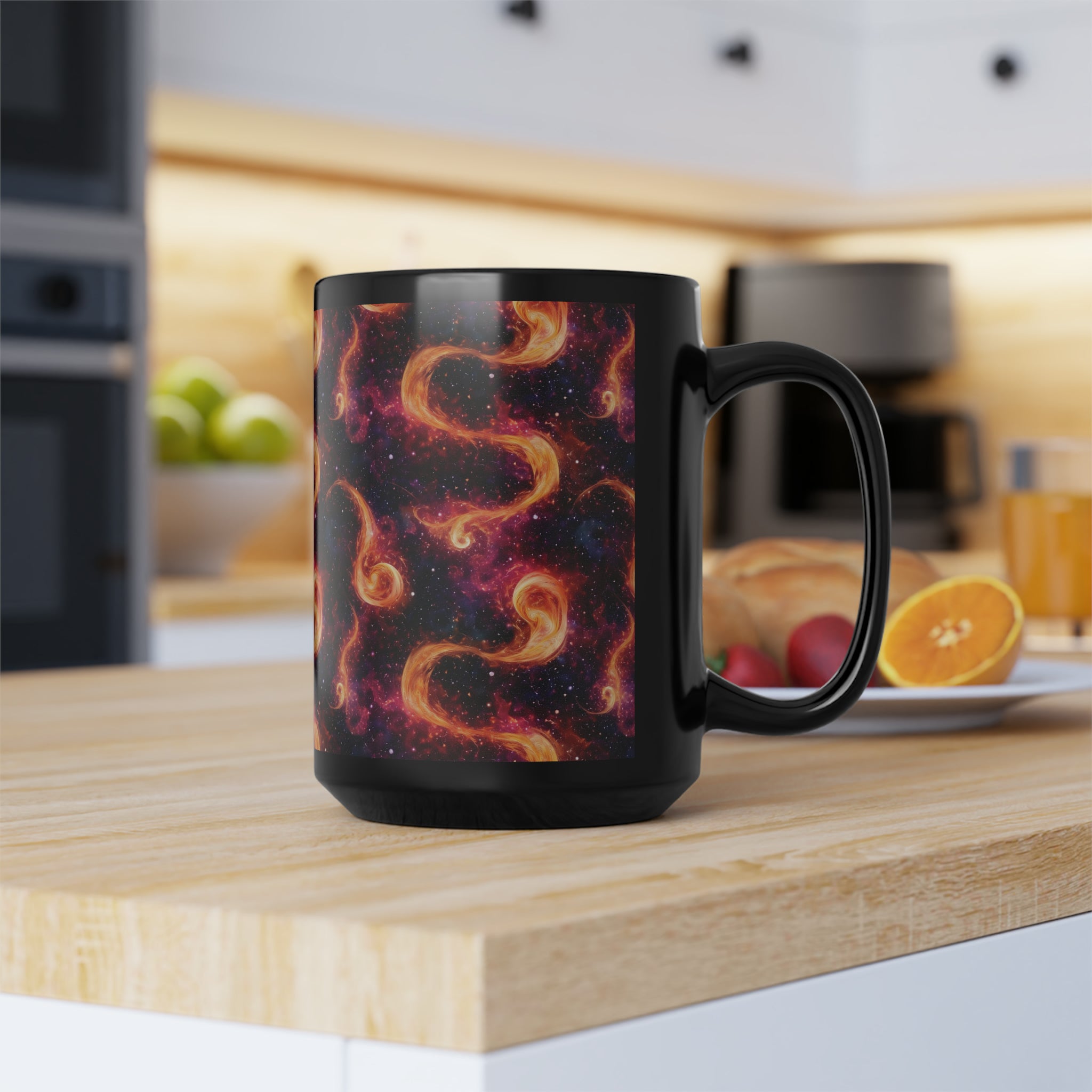 Black Mug, 15oz (AOP) - Fantasy Galaxies 03