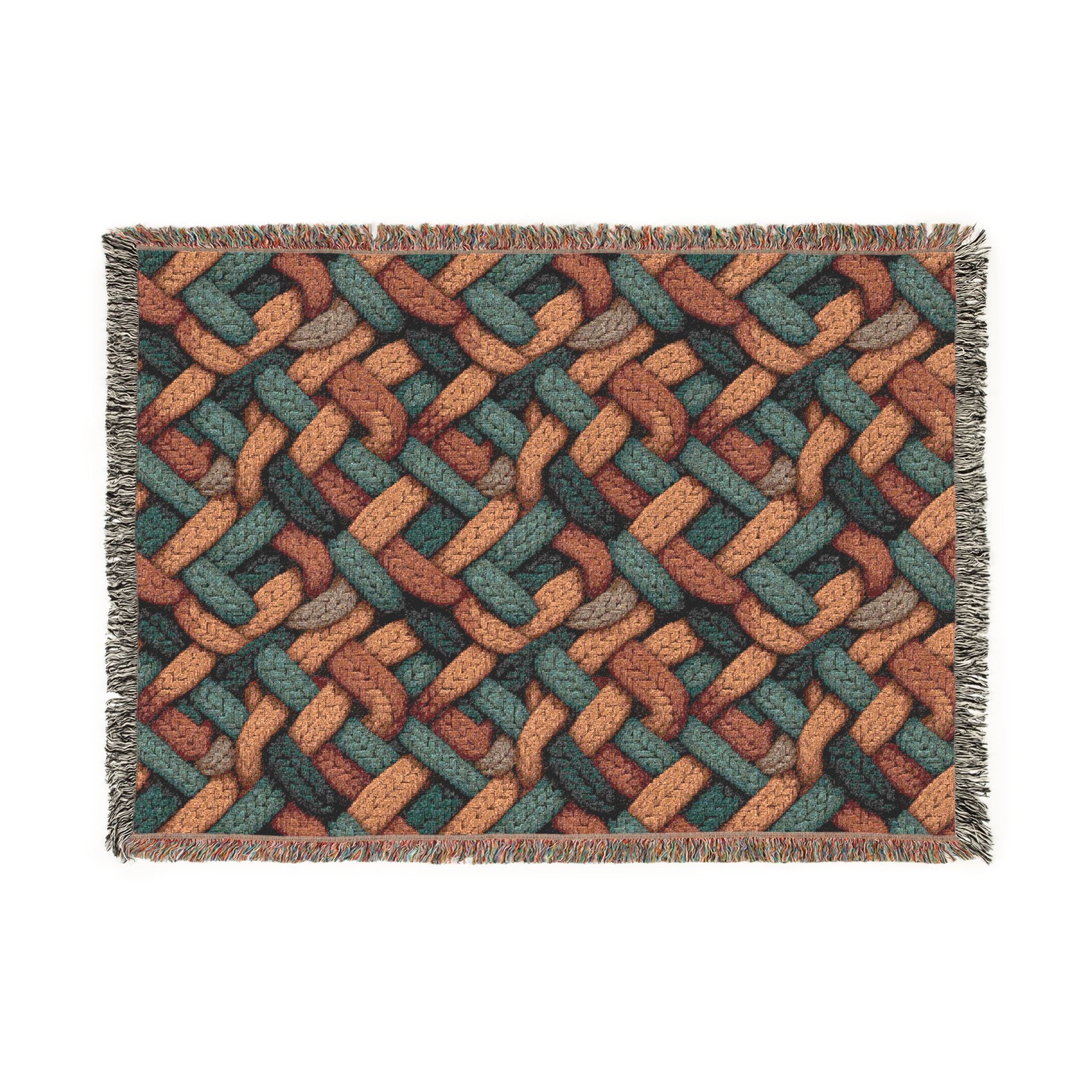 Woven Throw Blanket — Reversible Cozy Check Pattern for Living Room & Cabin - Design 07