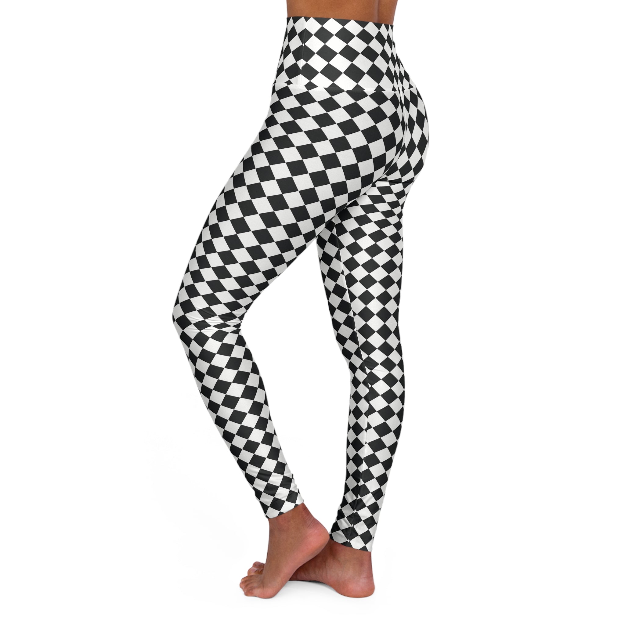 High Waisted Yoga Leggings (AOP) - Seamless Checkered Designs 10