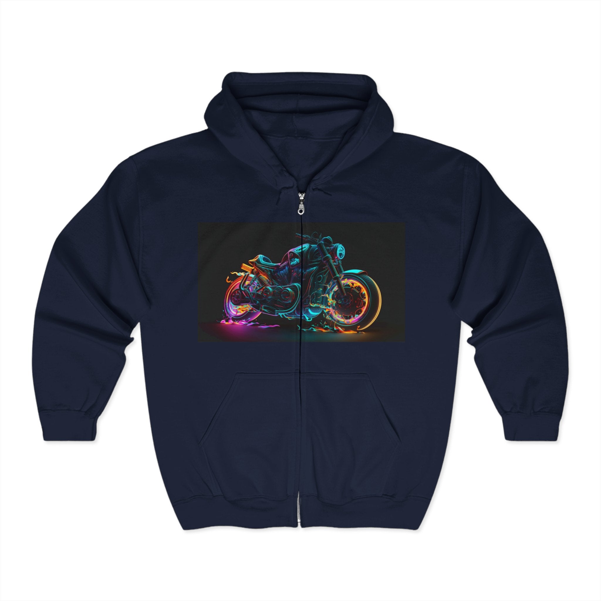 Unisex Heavy Blend™ Full Zip Hooded Sweatshirt - Neon Motorcycle 10