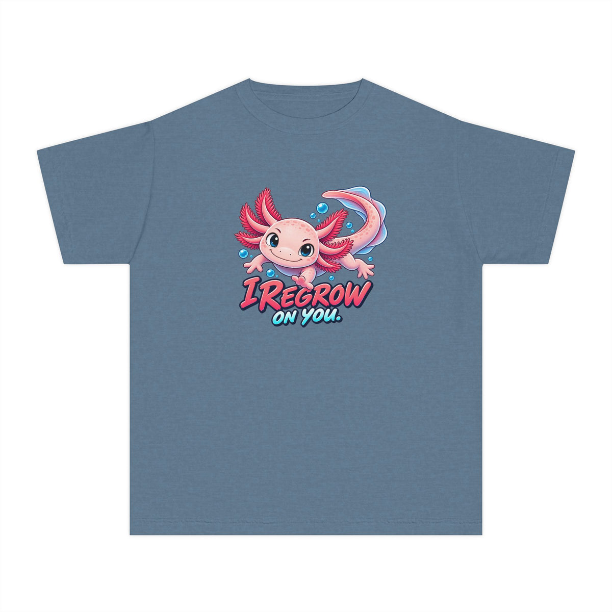 Axolotl, a Science design, on a youth midweight cotton tee