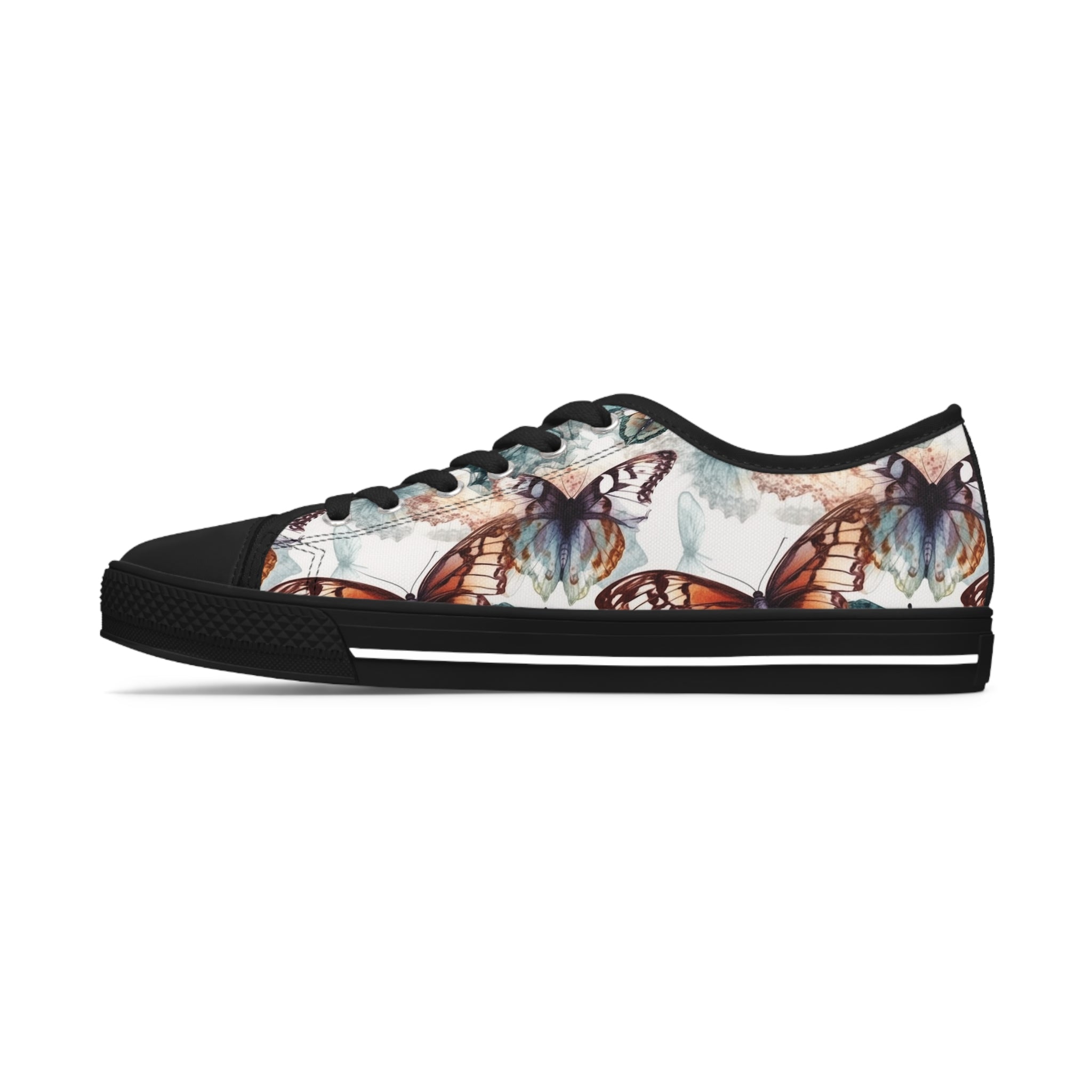 Women's Low Top Sneakers (AOP) - Seamless Butterfly Designs 07