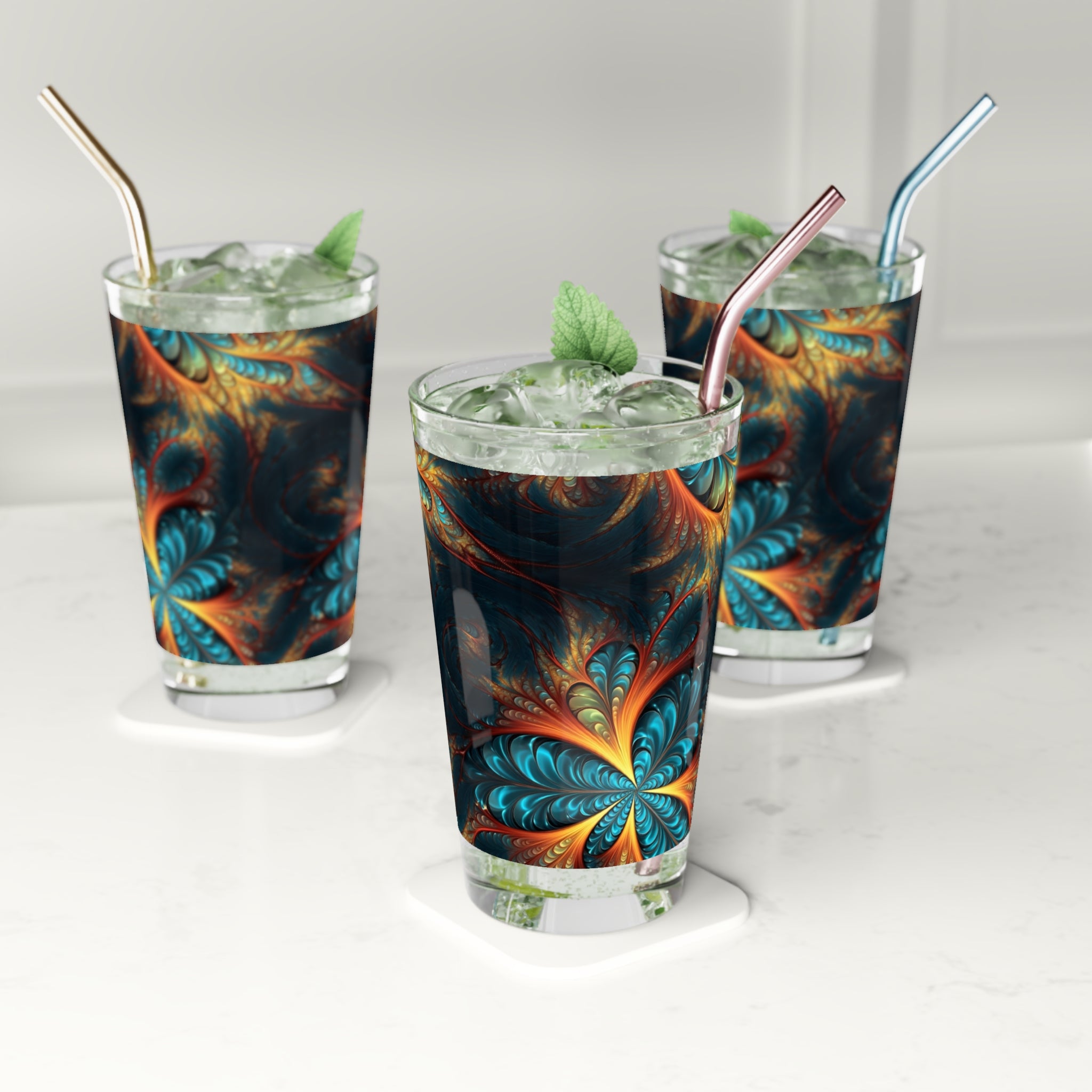 Pint Glass, 16oz - Abstract Designs 03