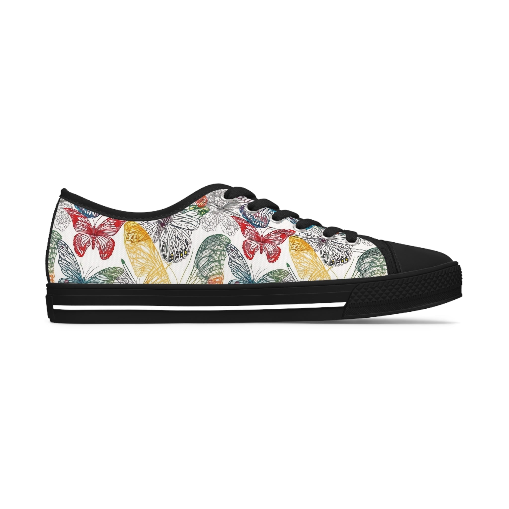 Women's Low Top Sneakers (AOP) - Seamless Butterfly Designs 05