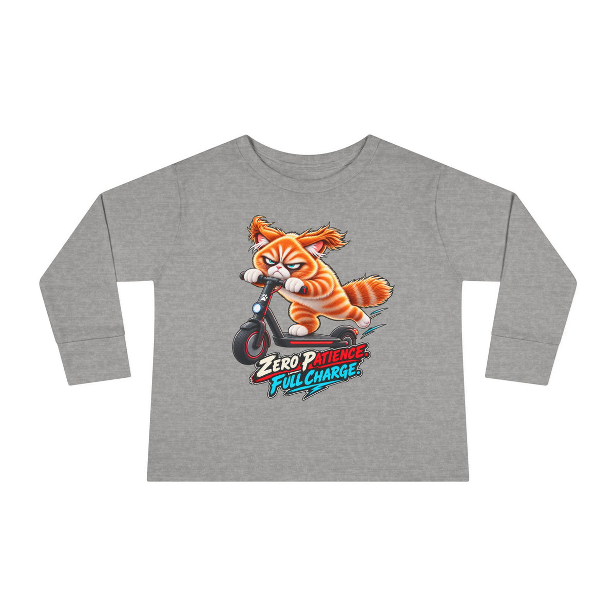 Zero Patience, Full Charge - Mildly Feral - Toddler Long Sleeve Tee