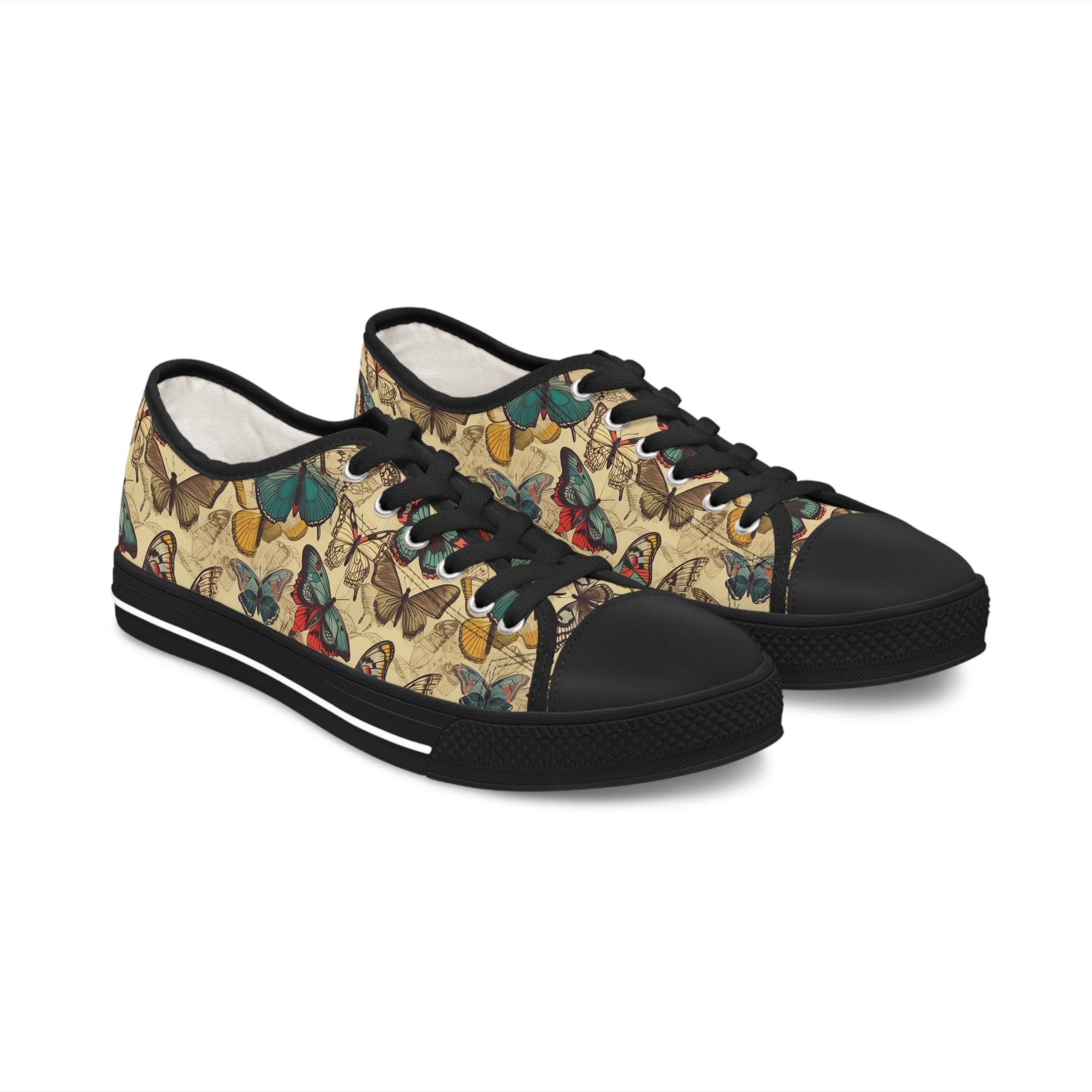 Women's Low Top Sneakers (AOP) - Seamless Butterfly Designs 10
