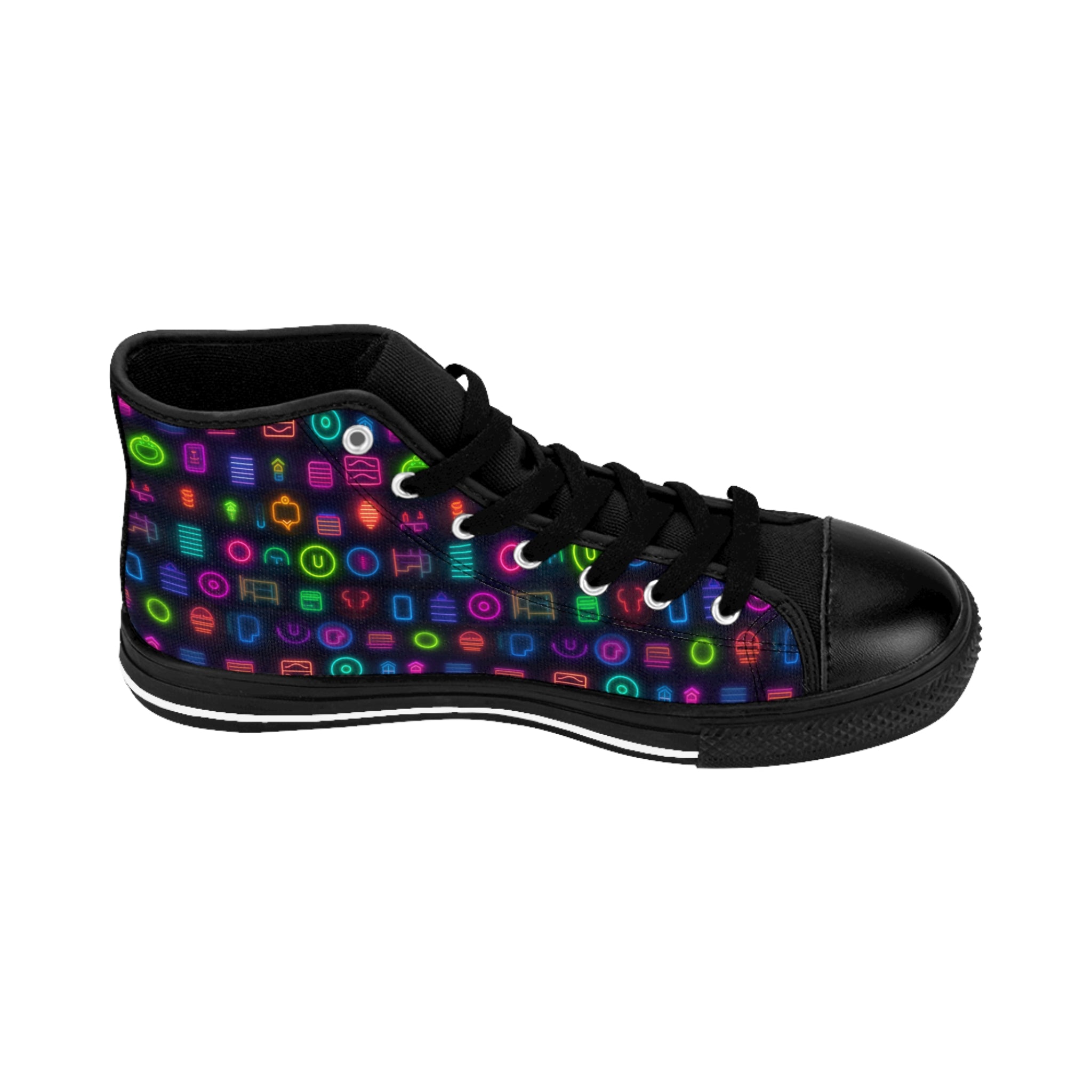 Men's Classic Sneakers (AOP) - Seamless Vibrant Neon Designs 04