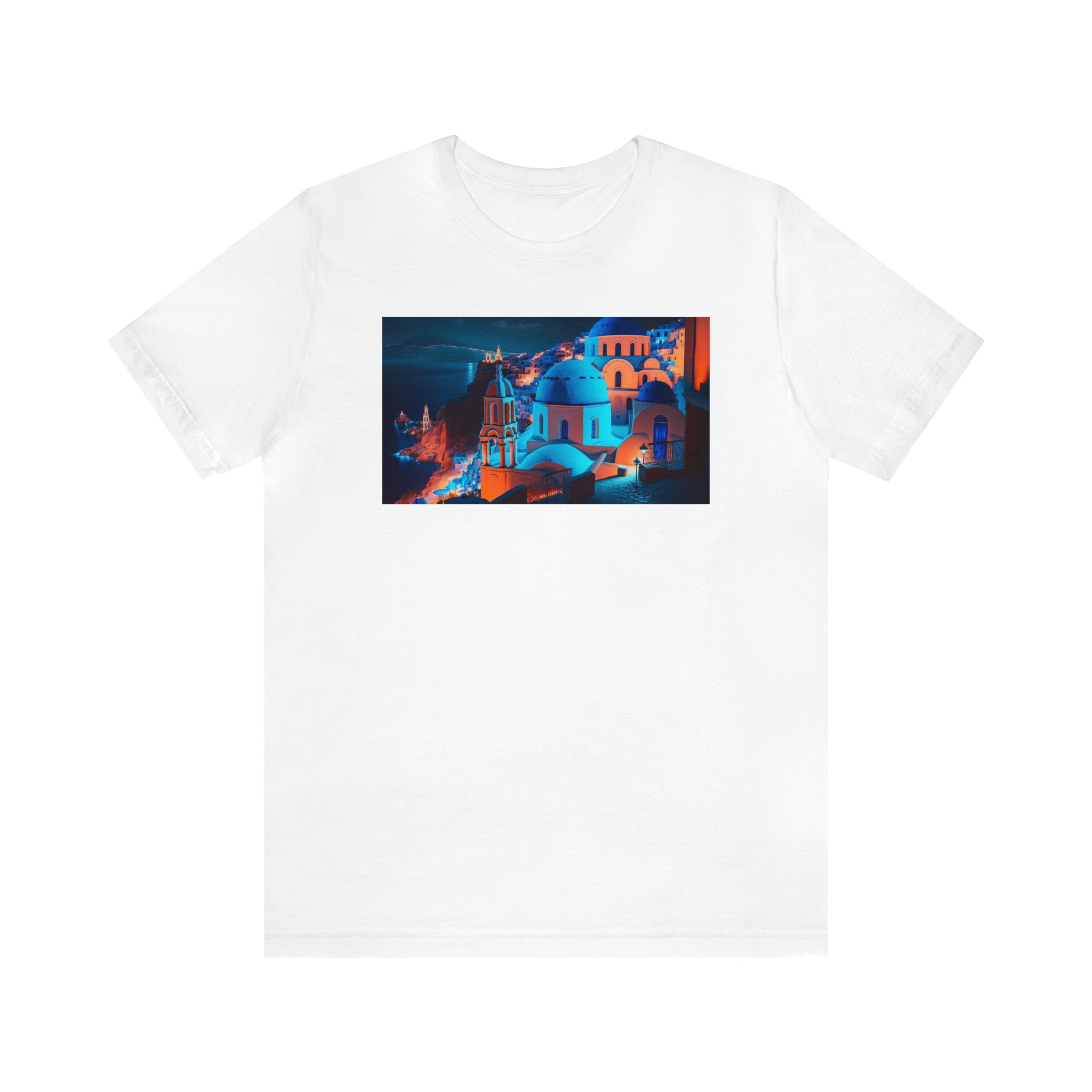 Unisex Jersey Short Sleeve Tee - Oia Blue Domes, Greece