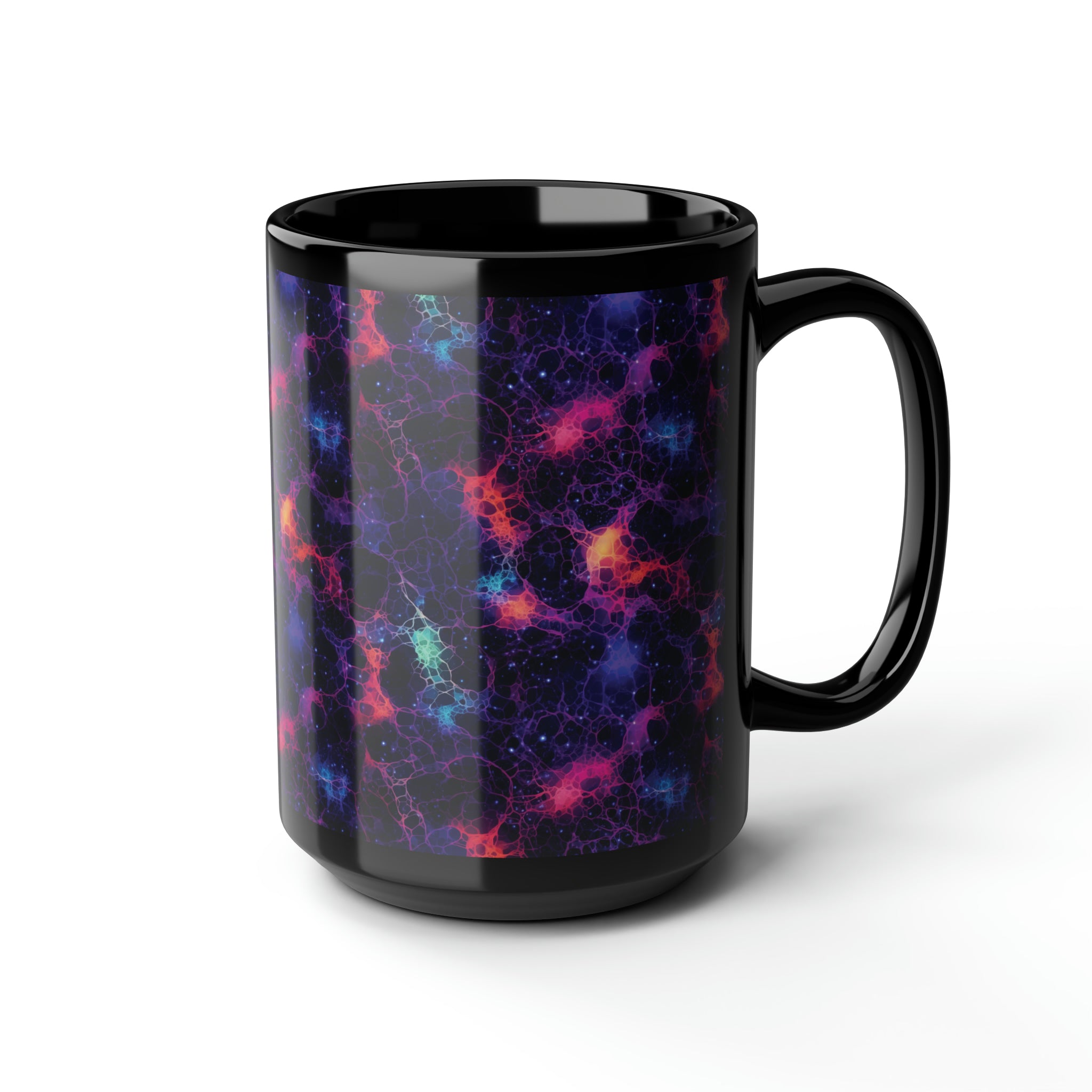 Black Mug, 15oz (AOP) - Fantasy Galaxies 08