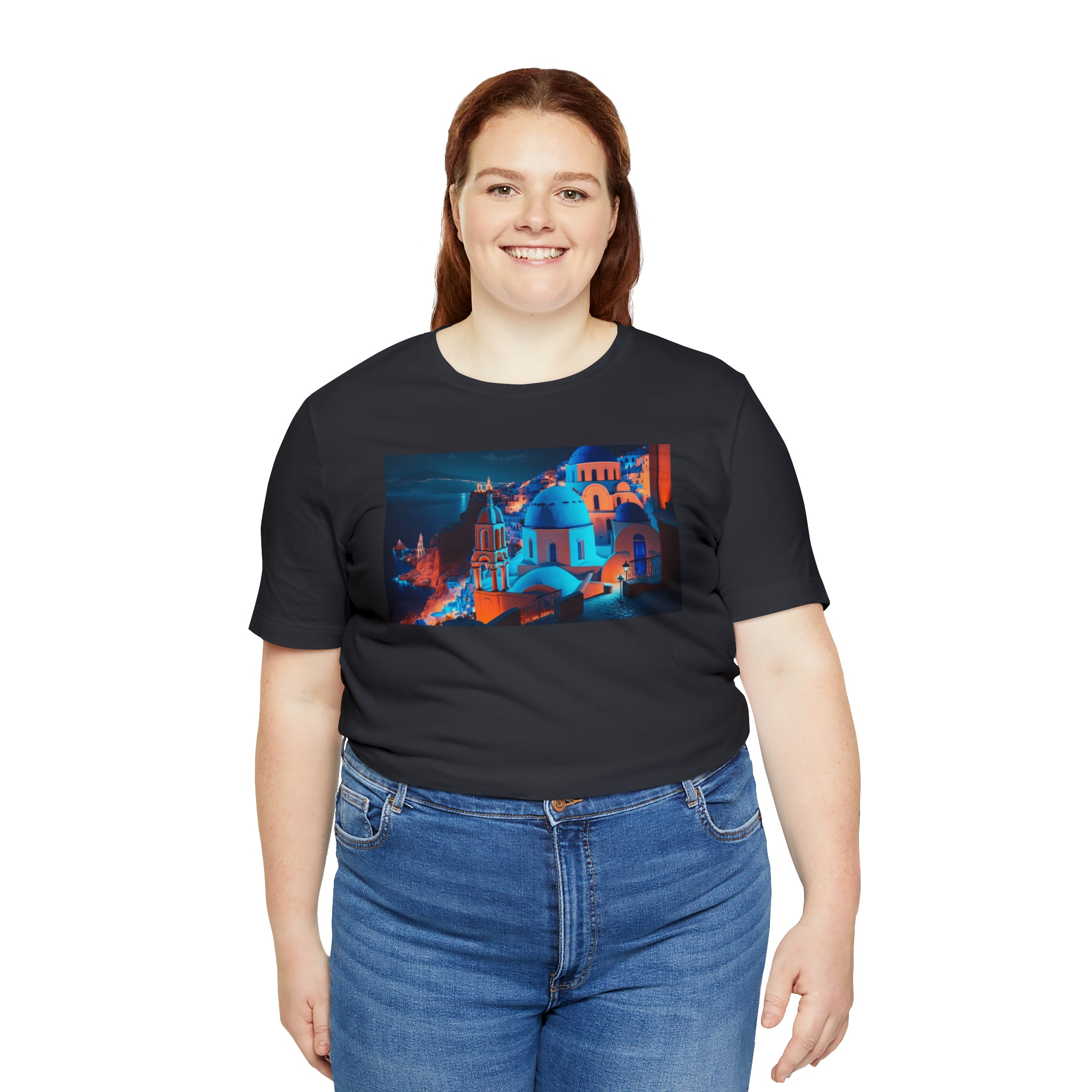 Unisex Jersey Short Sleeve Tee - Oia Blue Domes, Greece