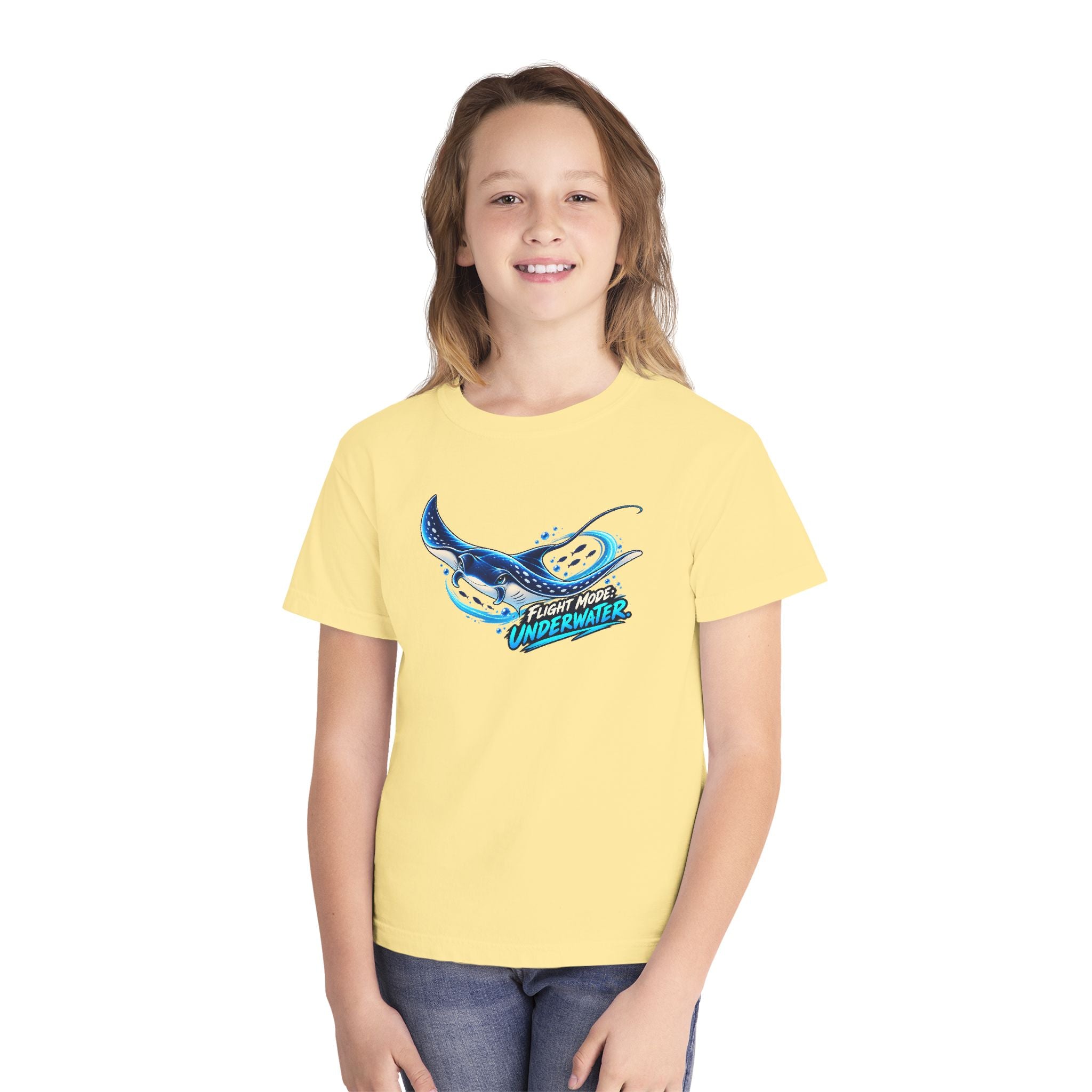 Youth Midweight Cotton Tee - Manta Ray