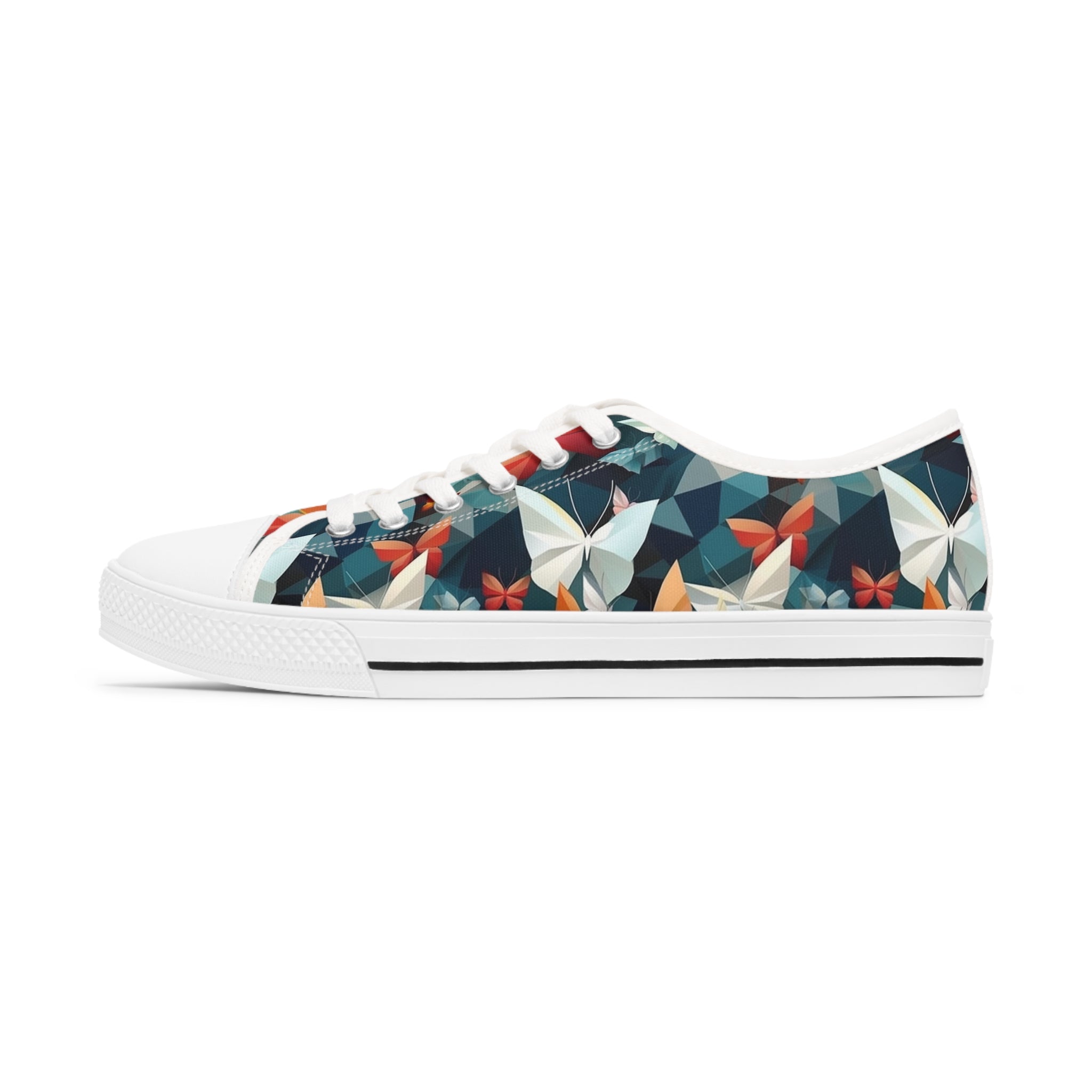 Women's Low Top Sneakers (AOP) - Seamless Butterfly Designs 09