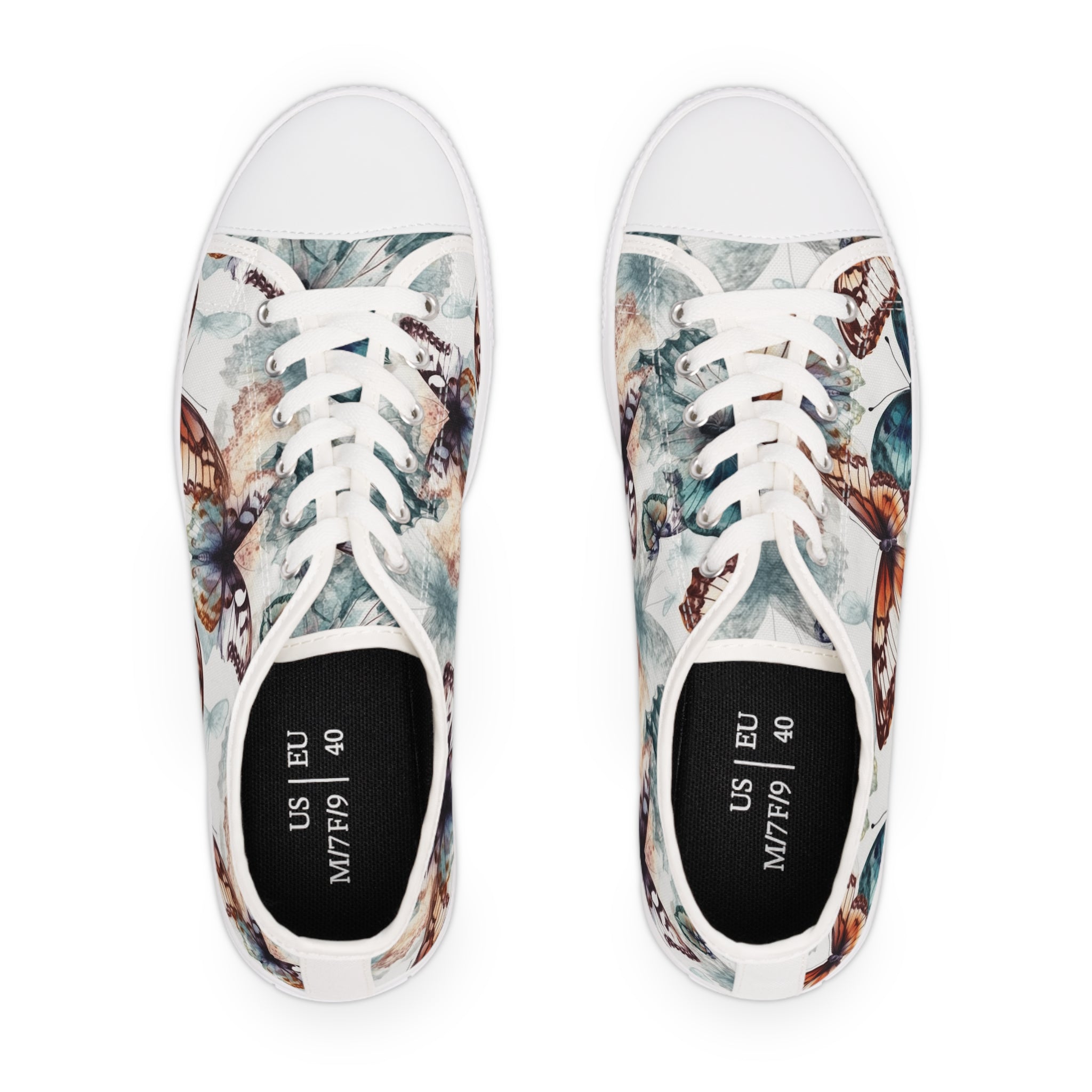 Women's Low Top Sneakers (AOP) - Seamless Butterfly Designs 07