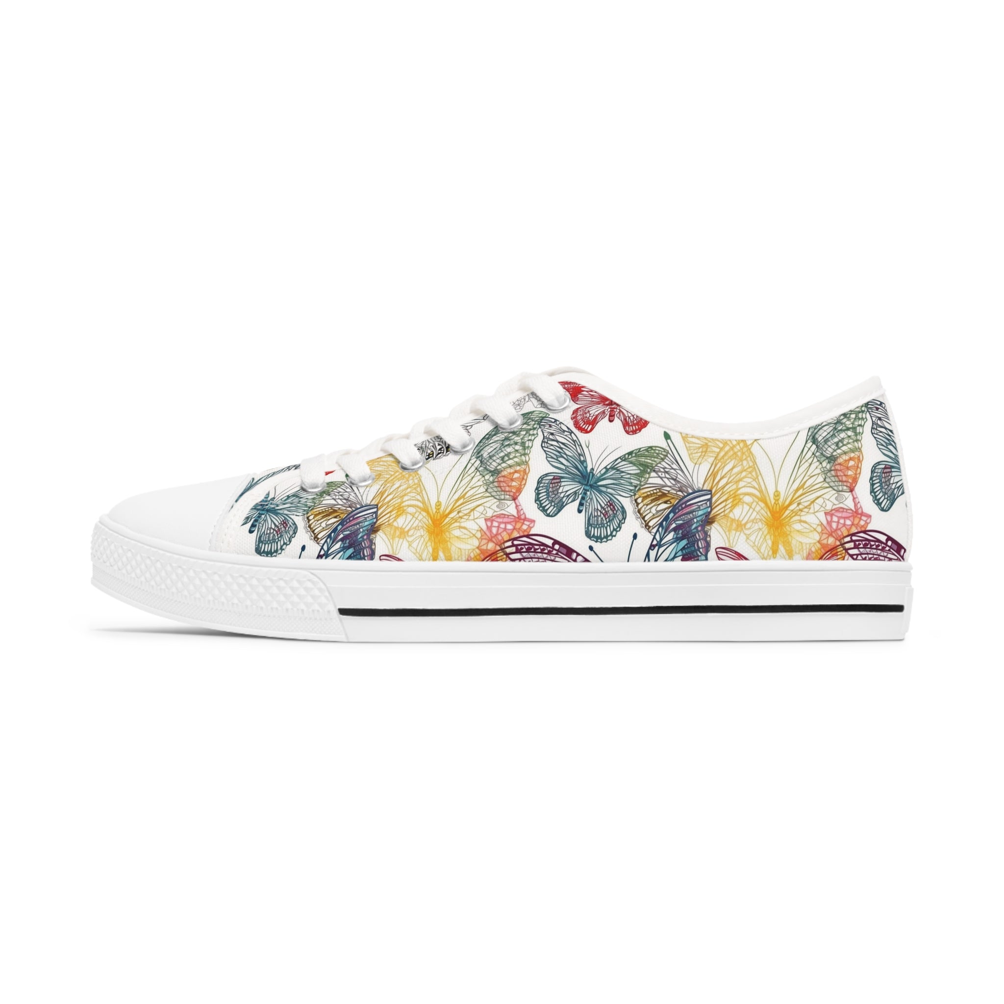 Women's Low Top Sneakers (AOP) - Seamless Butterfly Designs 05