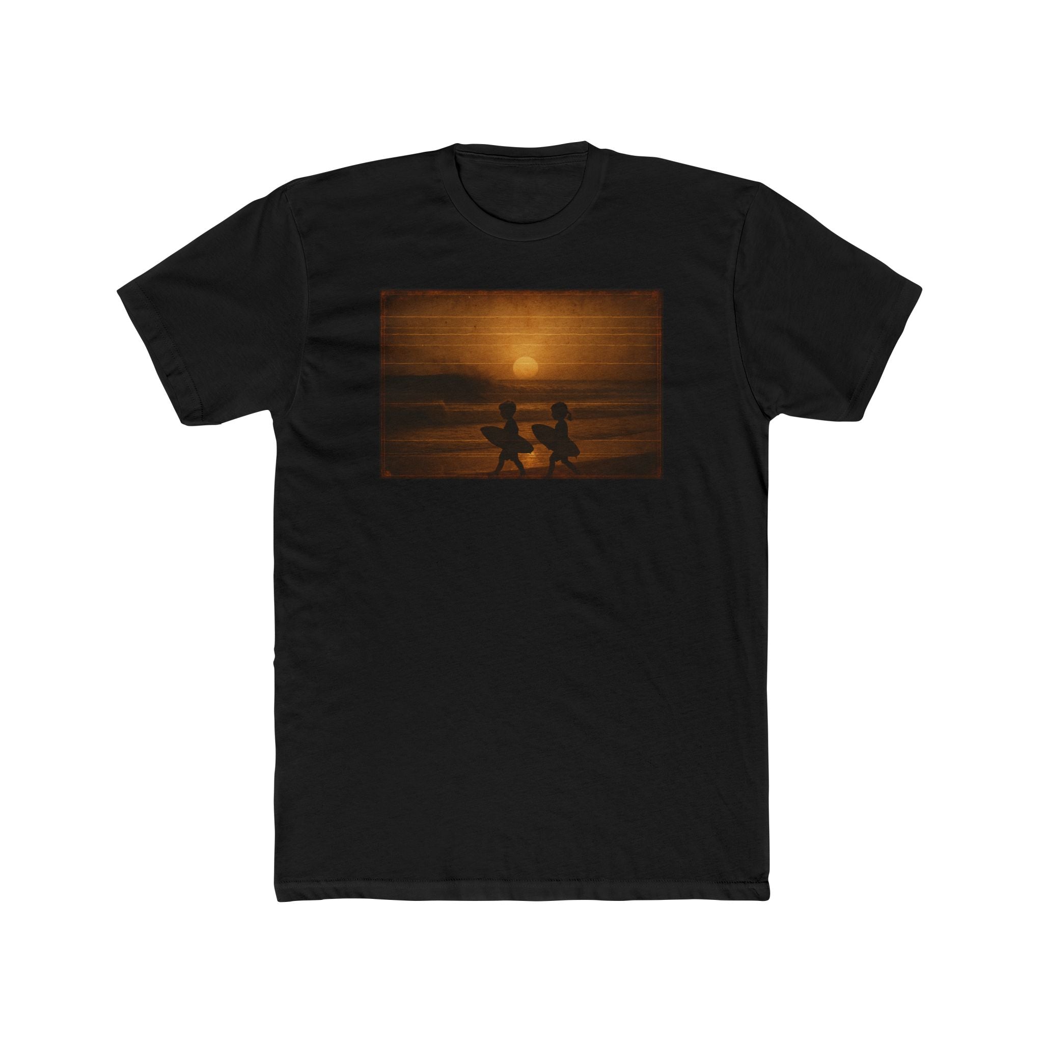 Men's Cotton Crew Tee - Silhouettes at the beach