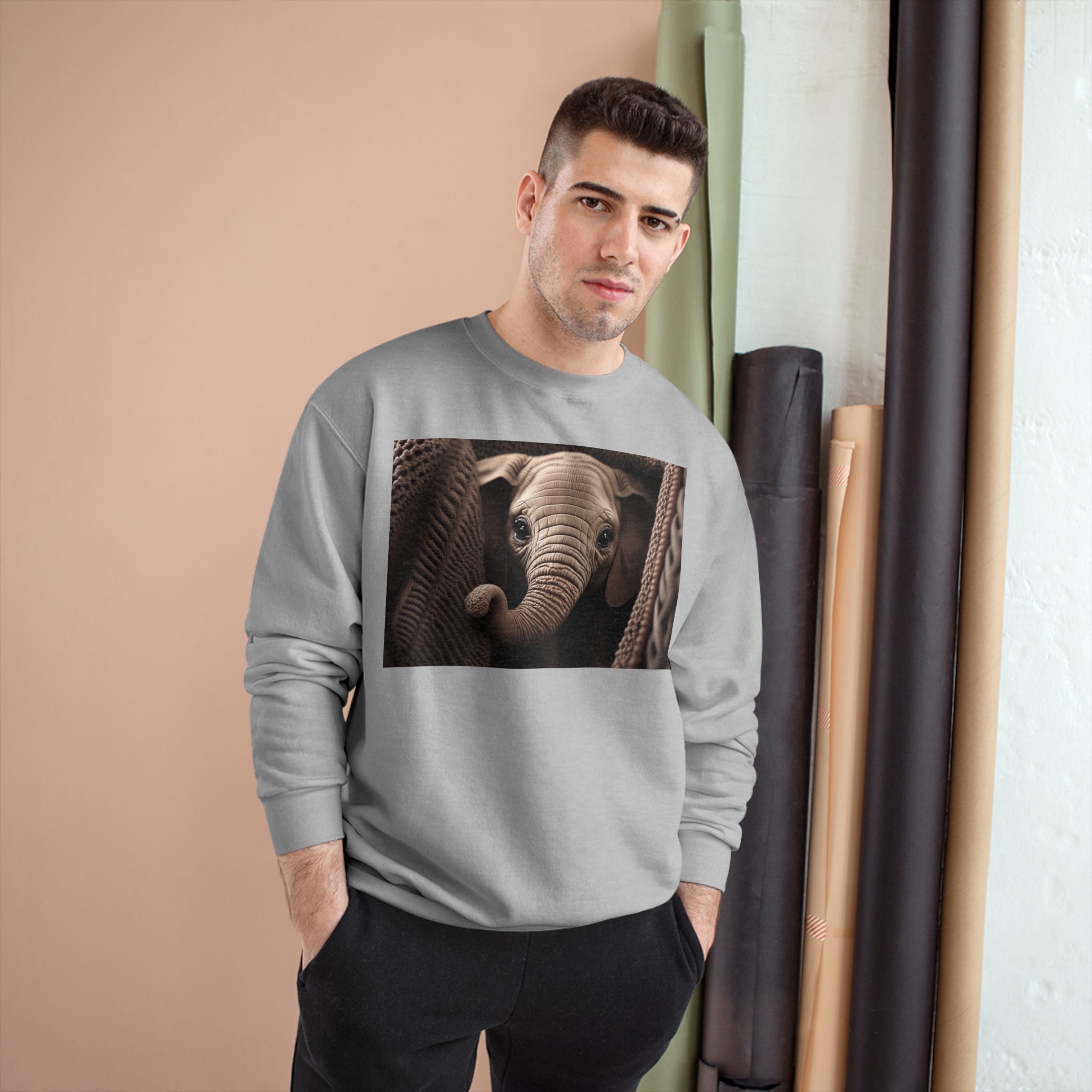 Champion Sweatshirt - Knit Animals, Elephant Calf