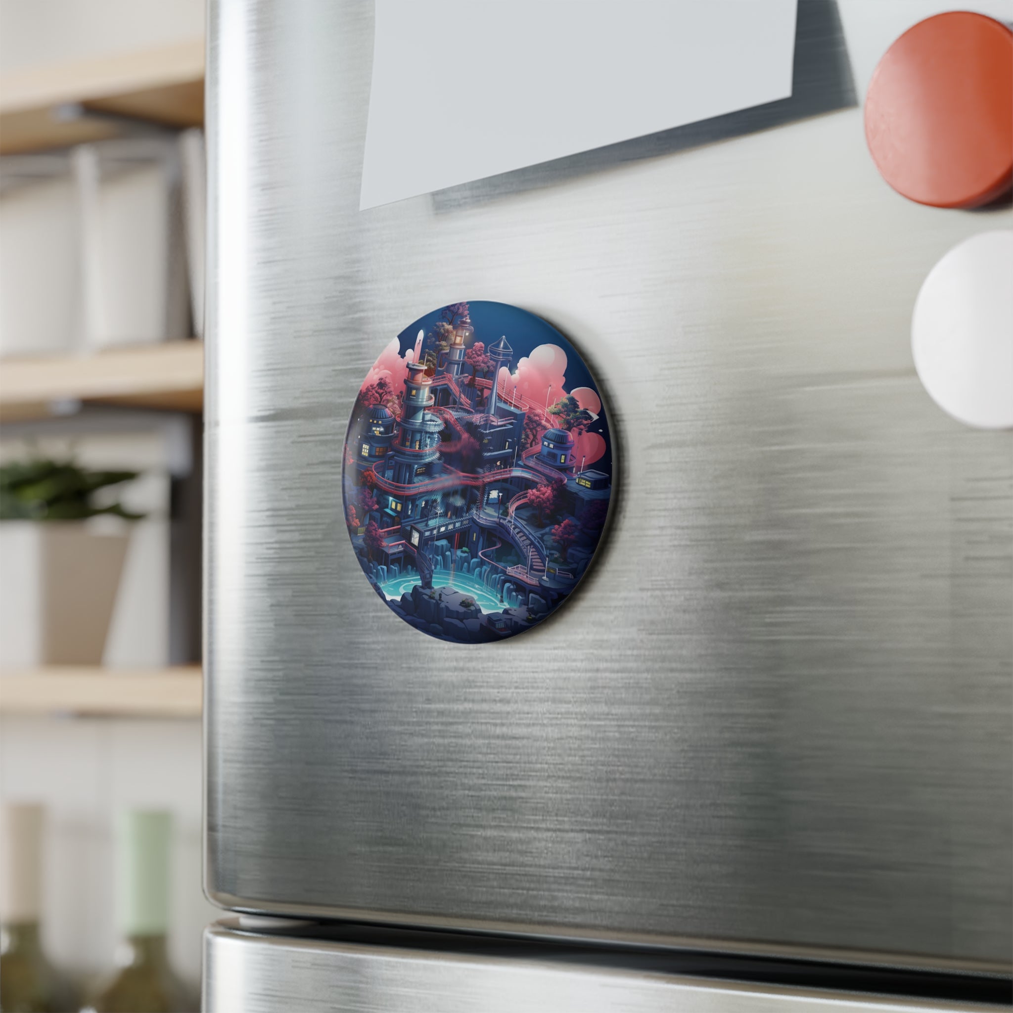 Button Magnet, Round (1 & 10 pcs) - Isometric City Designs 04