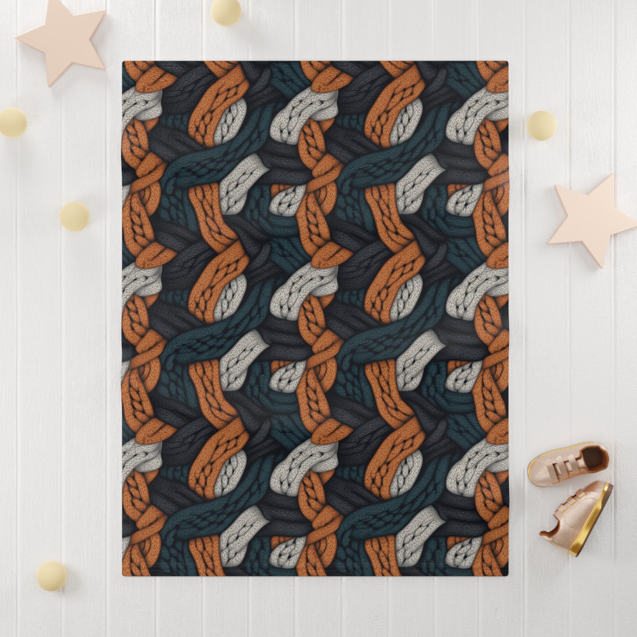 Soft Fleece Baby Blanket (AOP) - Seamless Knit Art 03