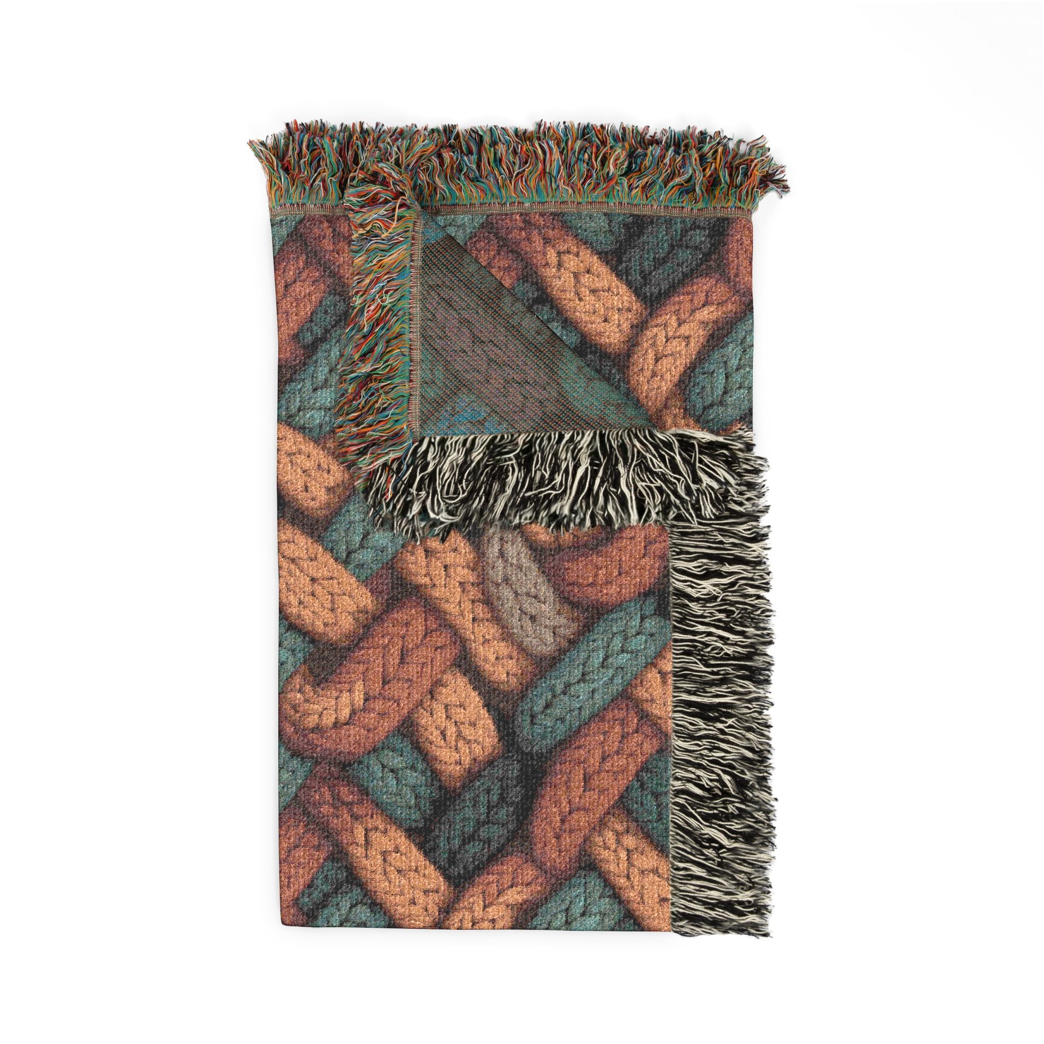 Woven Throw Blanket — Reversible Cozy Check Pattern for Living Room & Cabin - Design 07