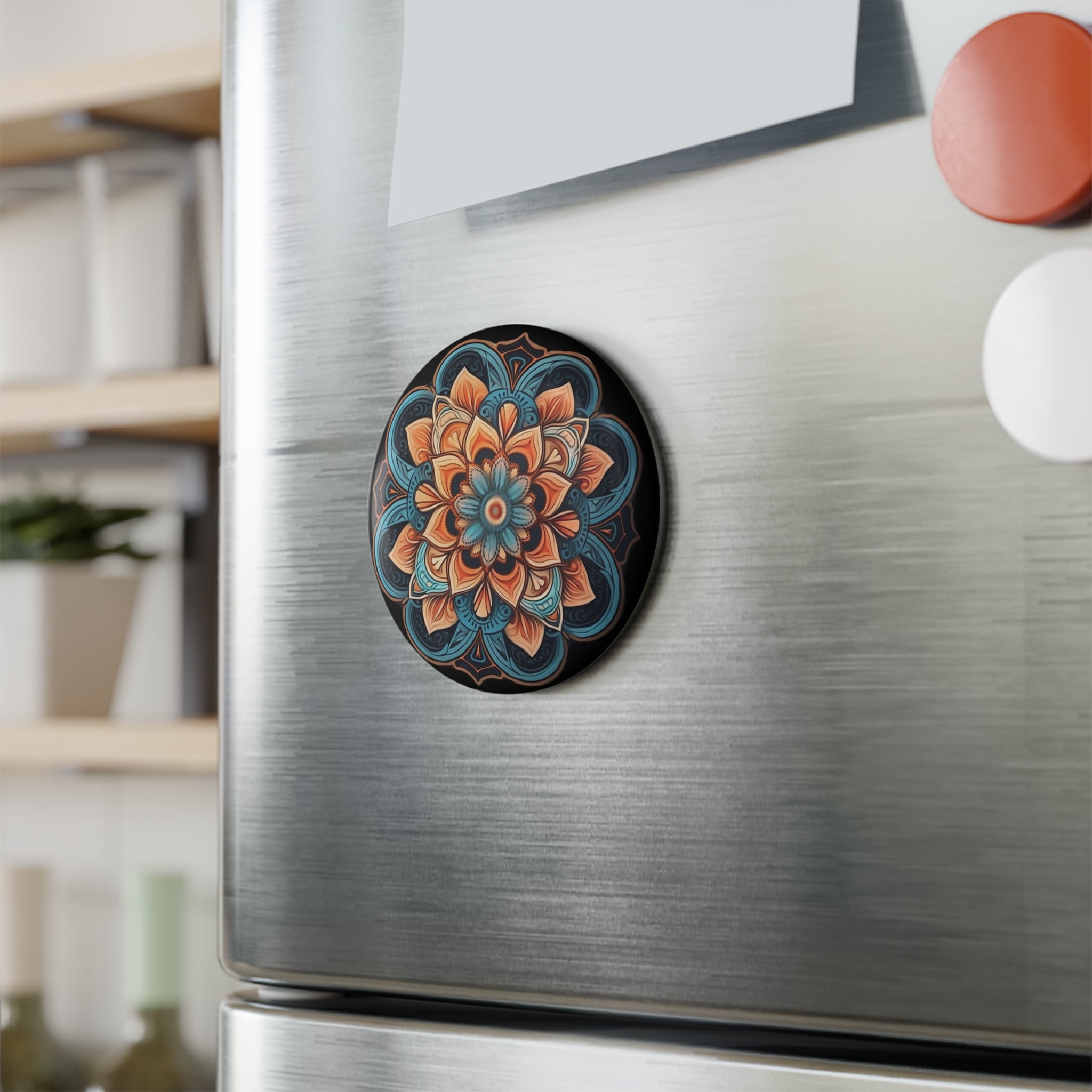Button Magnet, Round (1 & 10 pcs) - Mandalas 18