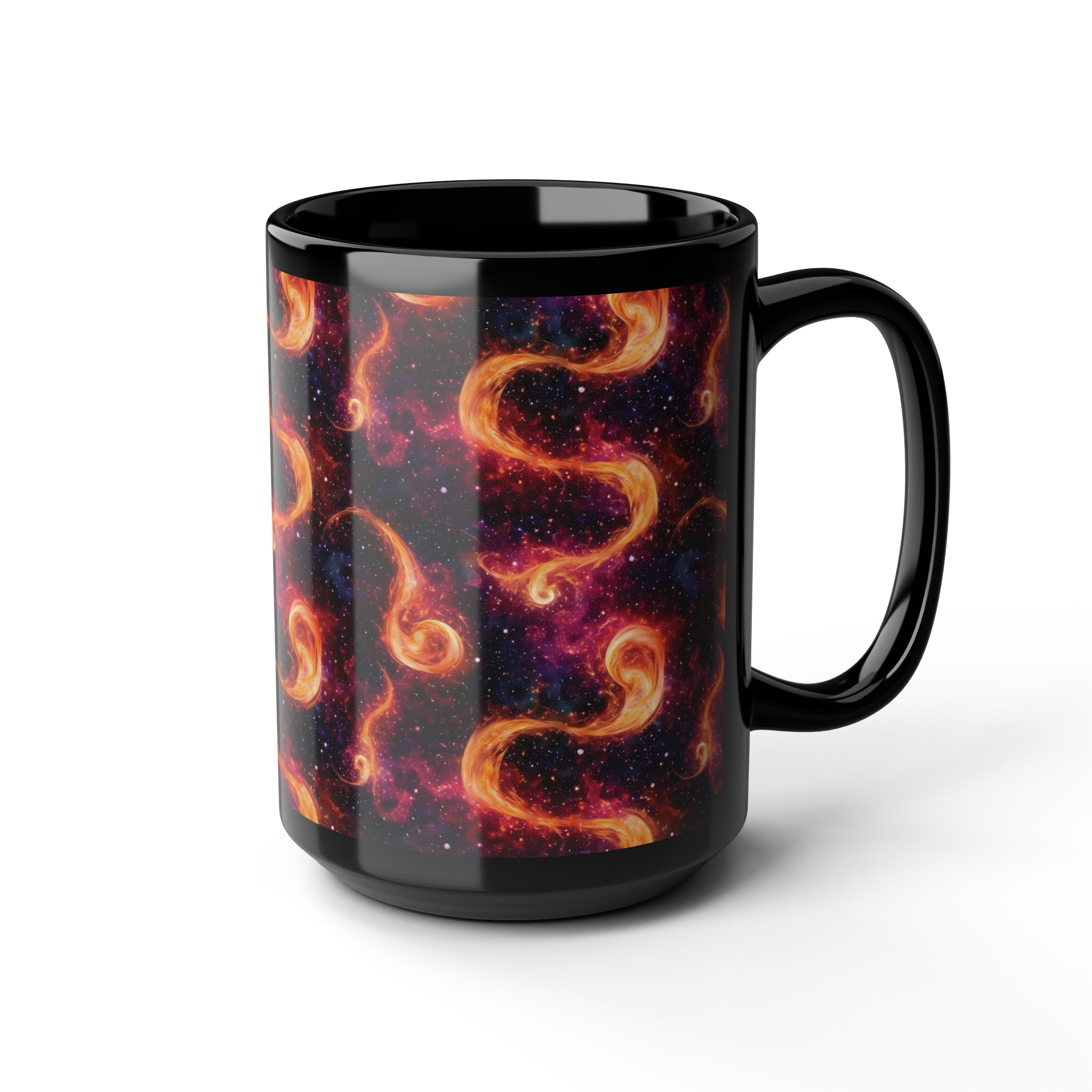 Black Mug, 15oz (AOP) - Fantasy Galaxies 03