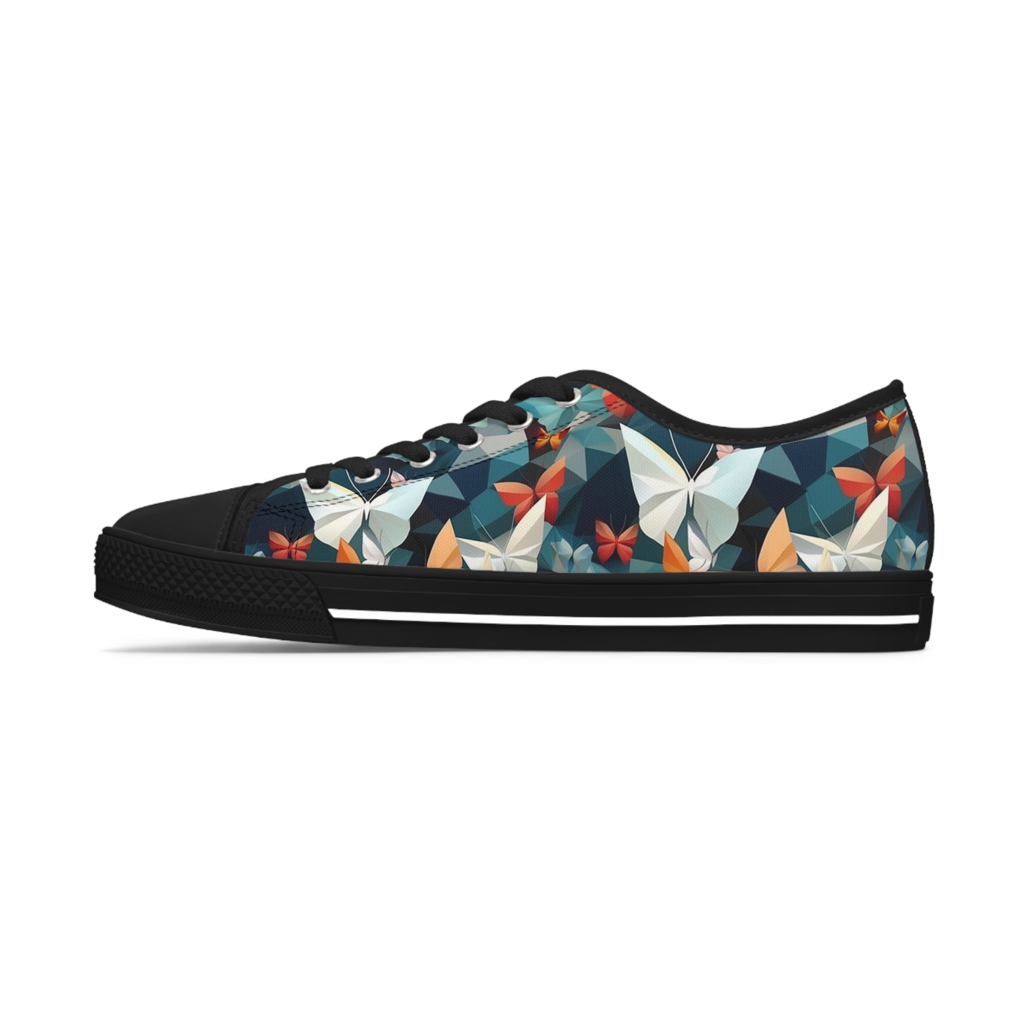 Women's Low Top Sneakers (AOP) - Seamless Butterfly Designs 09