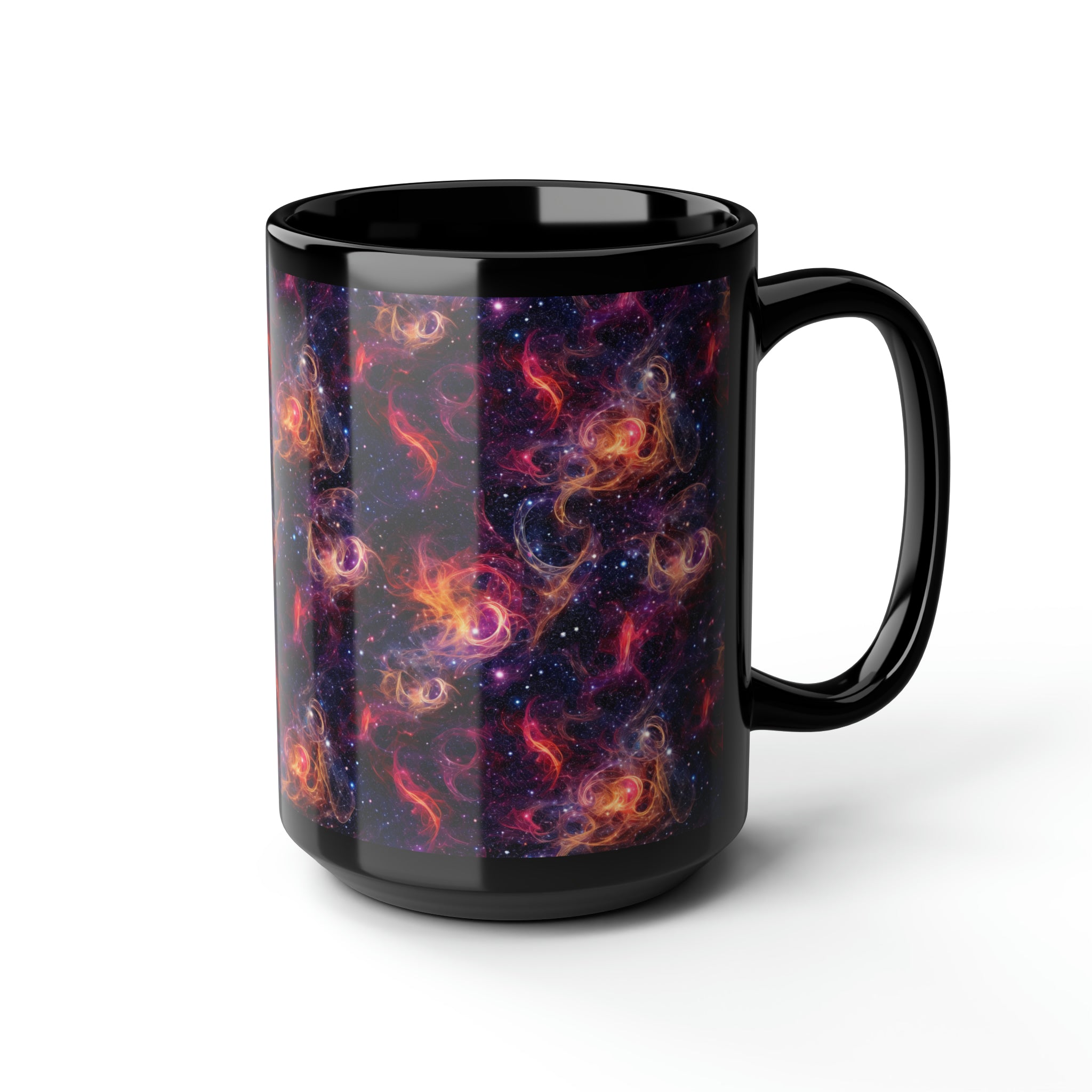 Black Mug, 15oz (AOP) - Fantasy Galaxies 01
